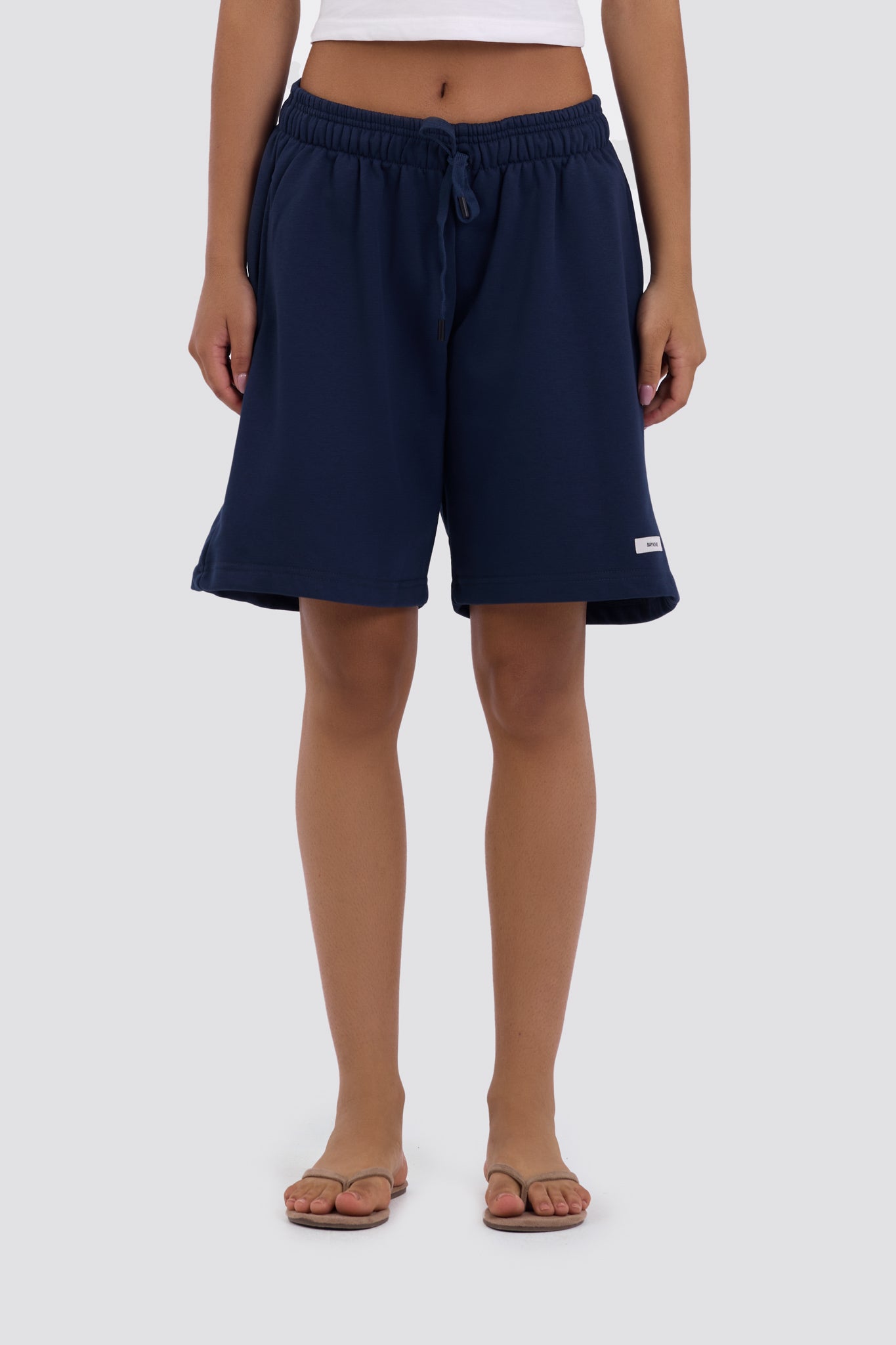 0IE Relaxed Navy Long Sweatshorts