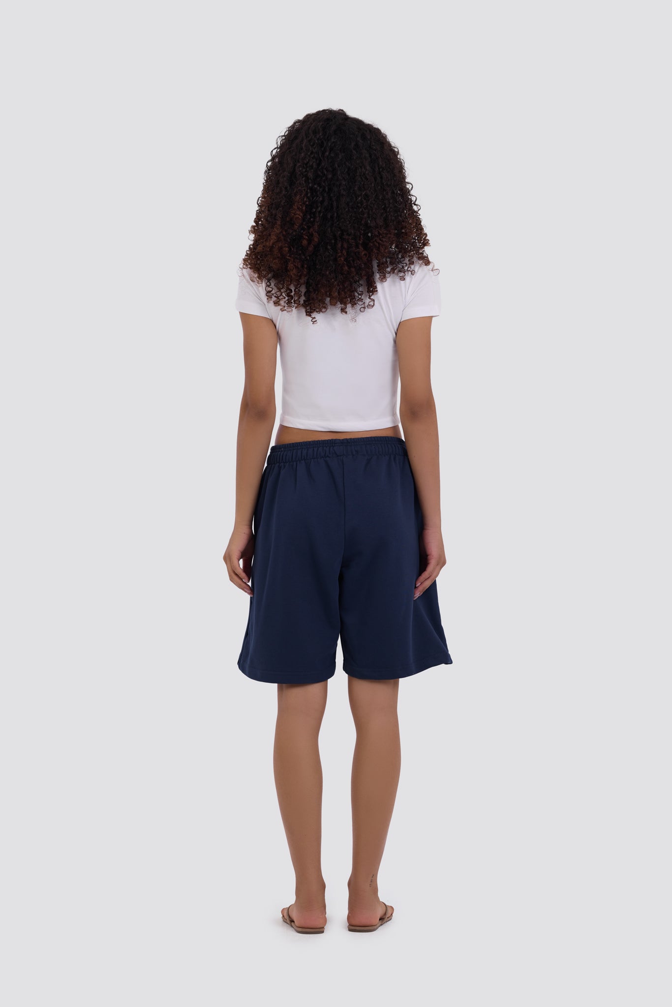0IE Relaxed Navy Long Sweatshorts