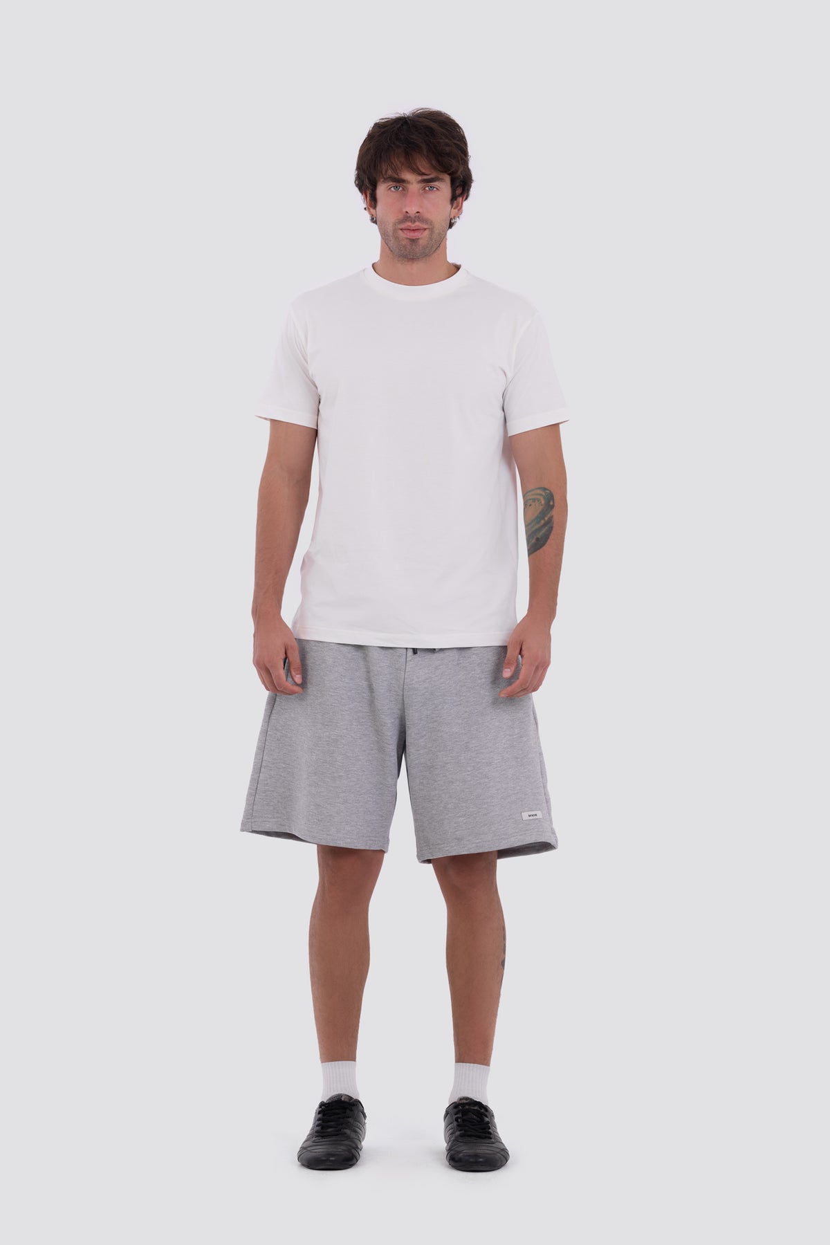 0IE Relaxed Grey Long Sweatshorts