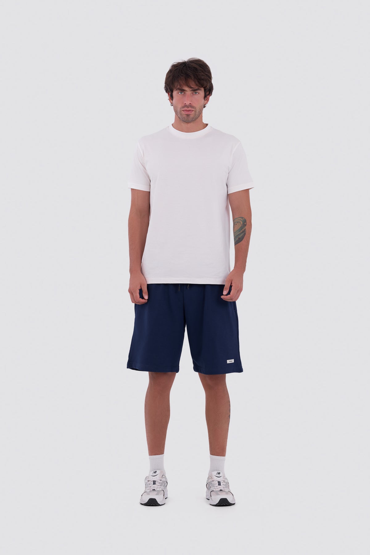 0IE Relaxed Navy Long Sweatshorts