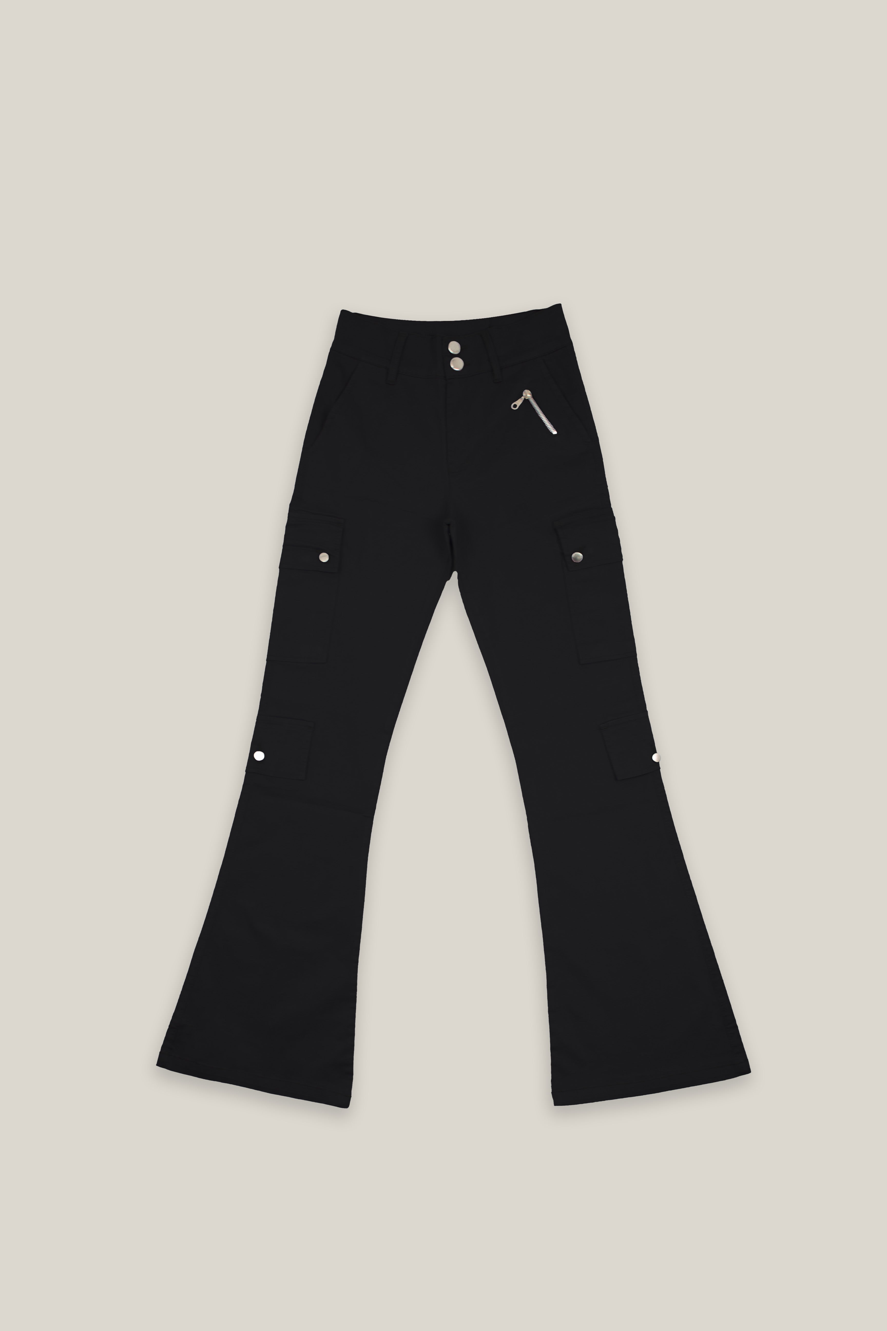 Black Wide Leg Cargo Pants