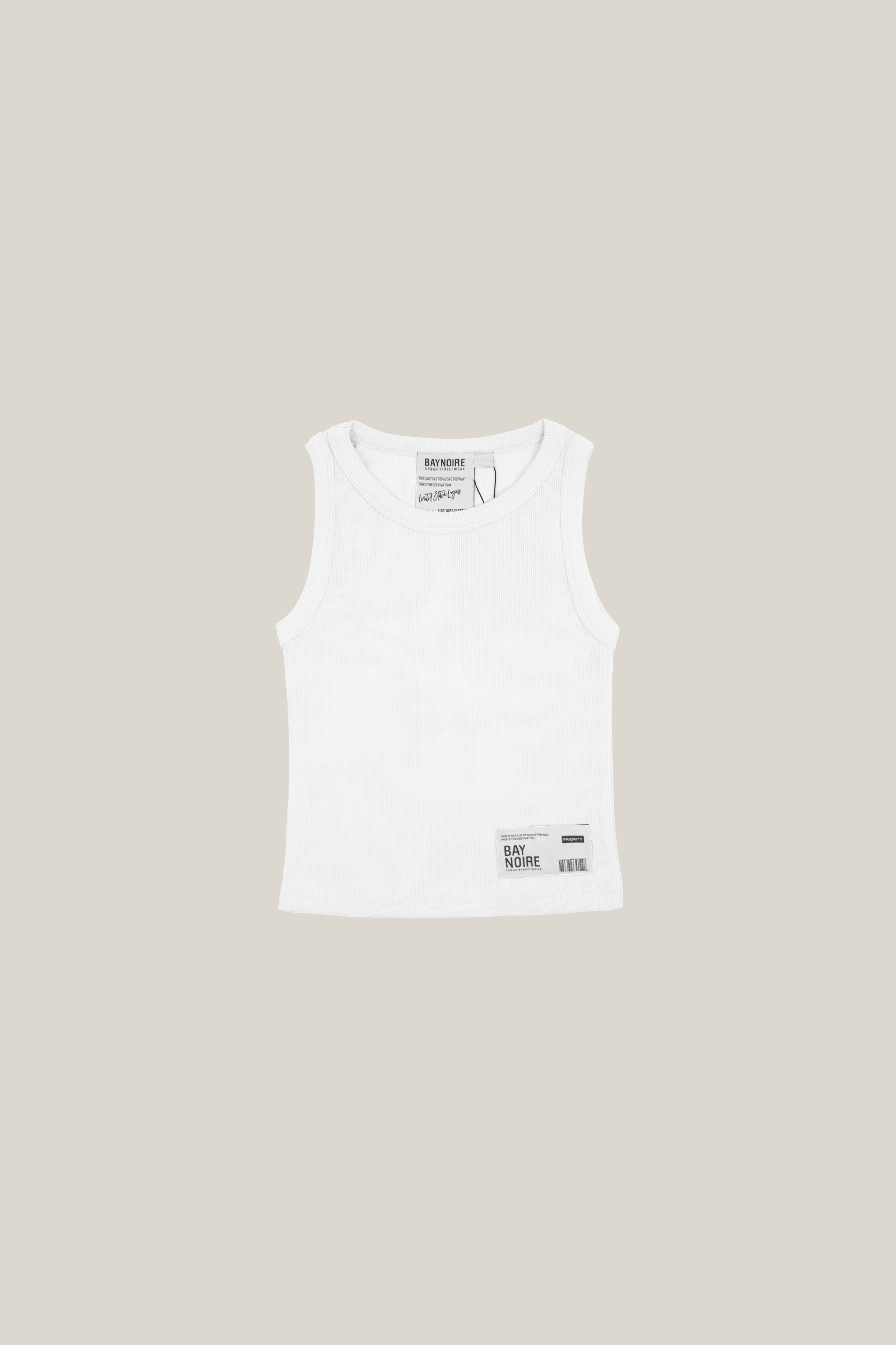 White Ribbed Cropped Tank Top