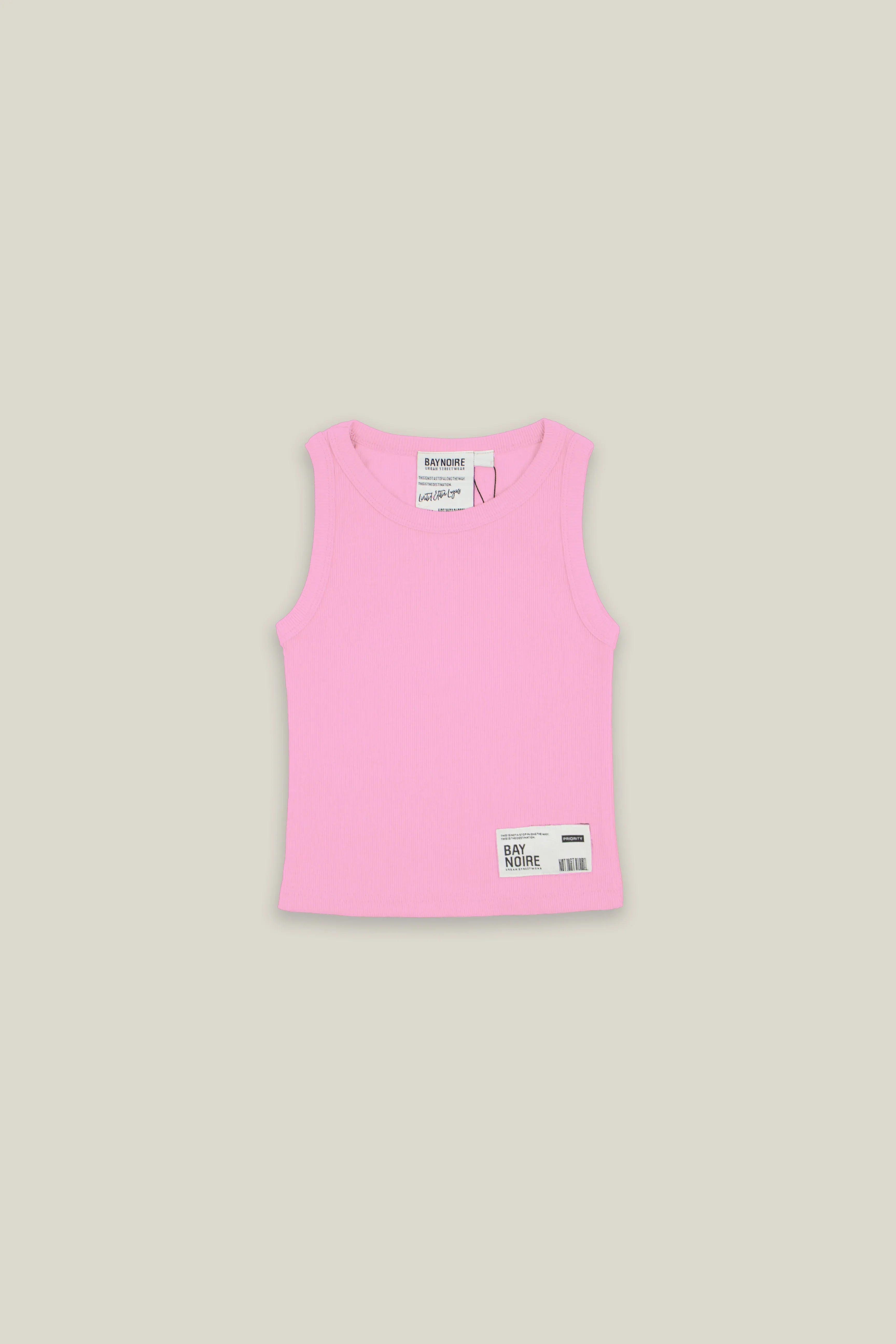 Pink Ribbed Cropped Tank Top