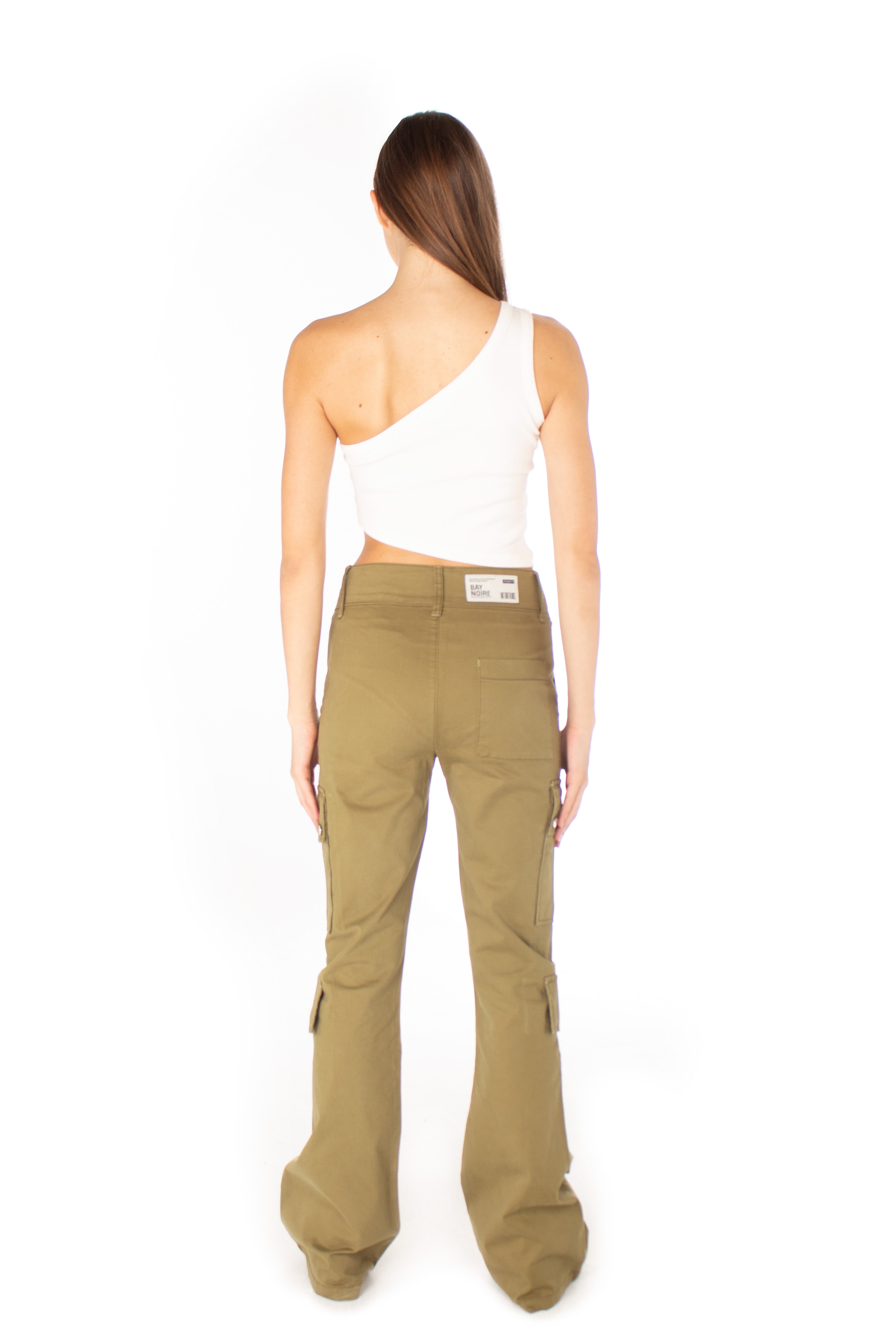 Olive Wide Leg Cargo Pants