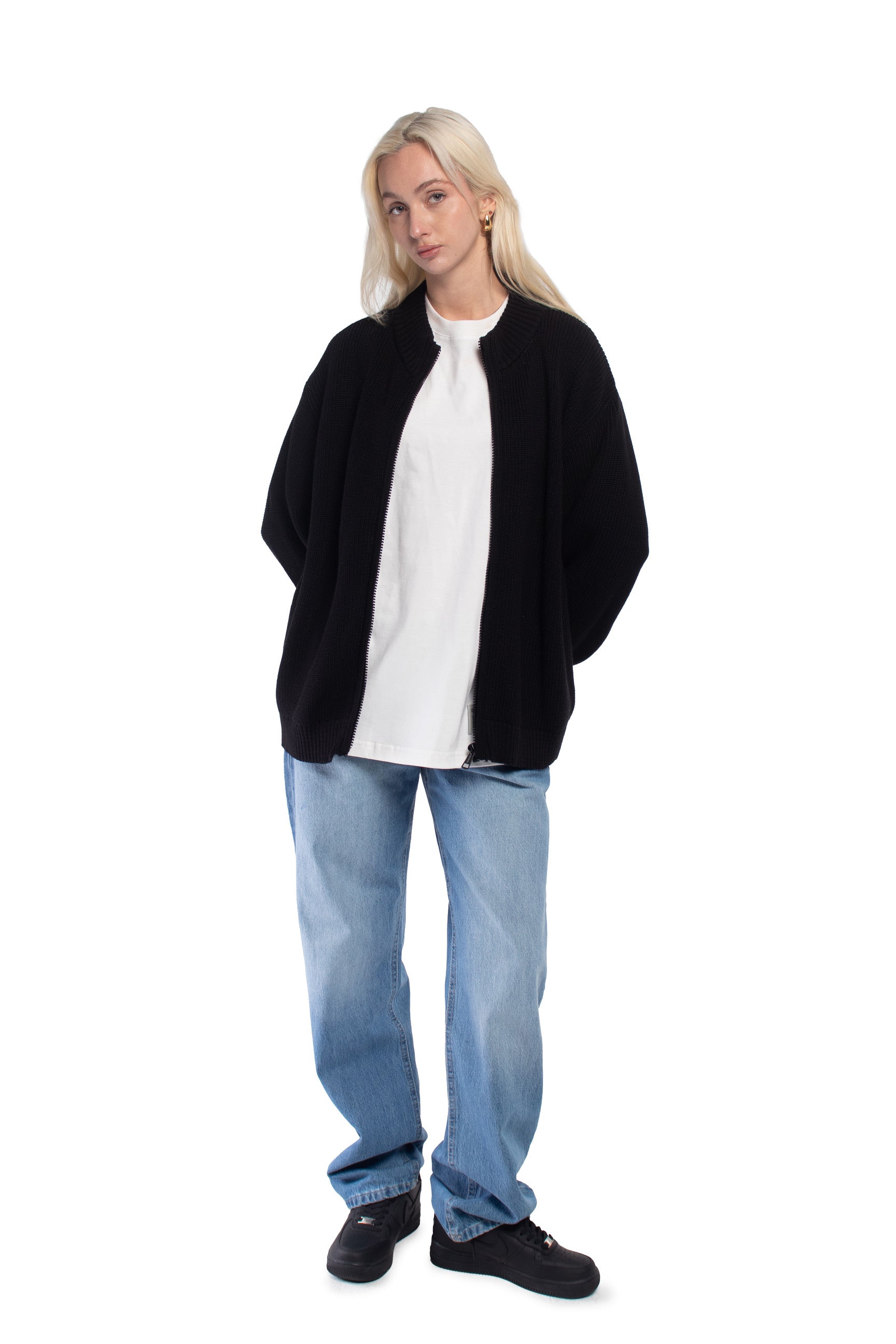 Black Knitted Zip Jacket