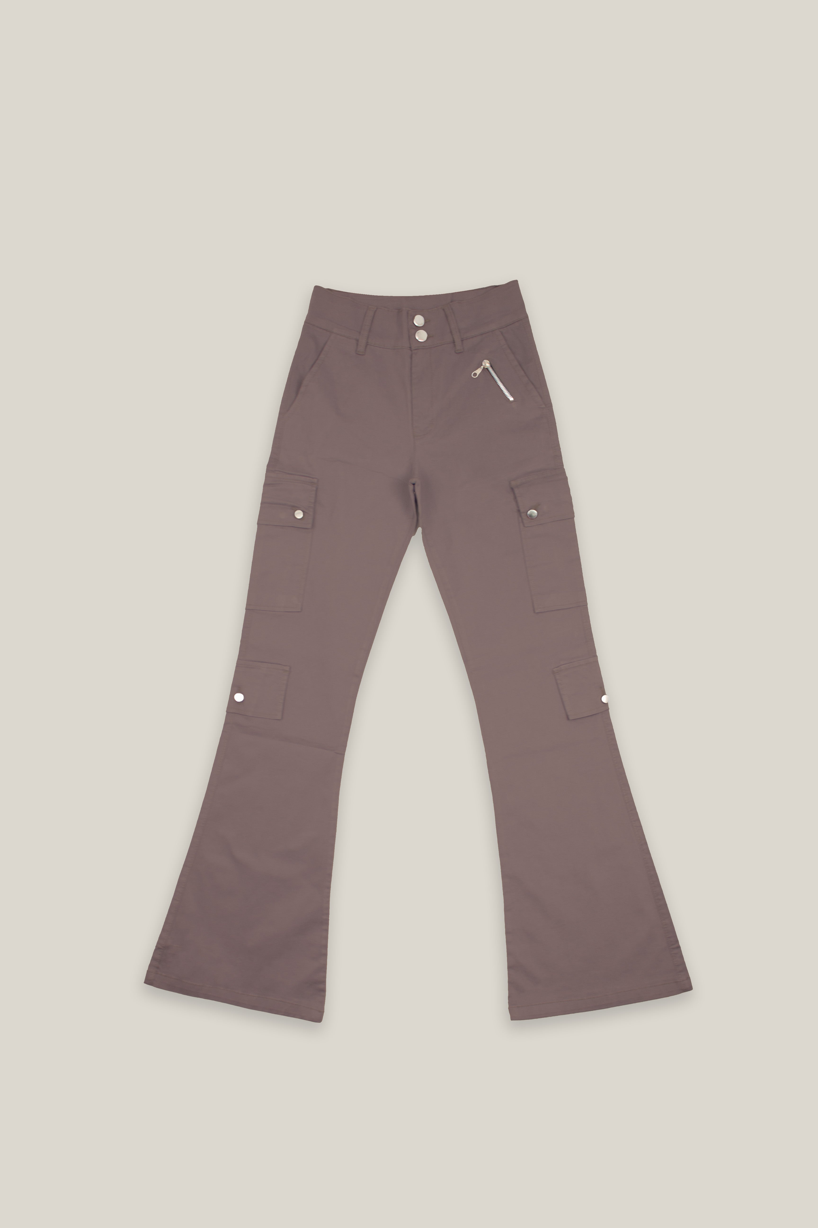 Brown Wide Leg Cargo Pants