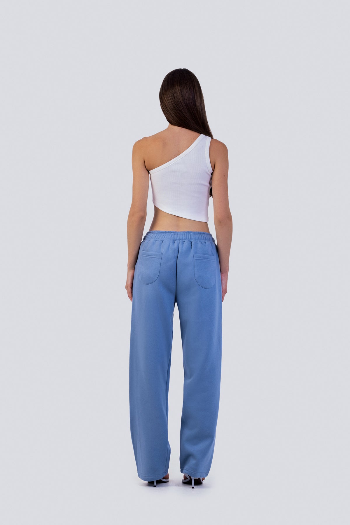 White Ribbed One Shoulder Crop Top