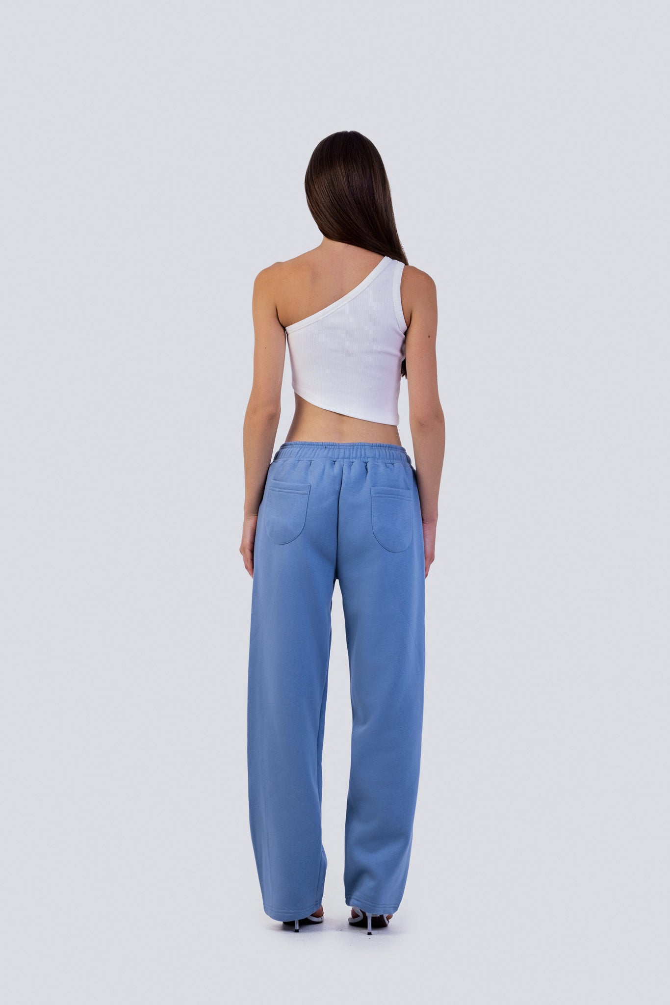 White Ribbed One Shoulder Crop Top