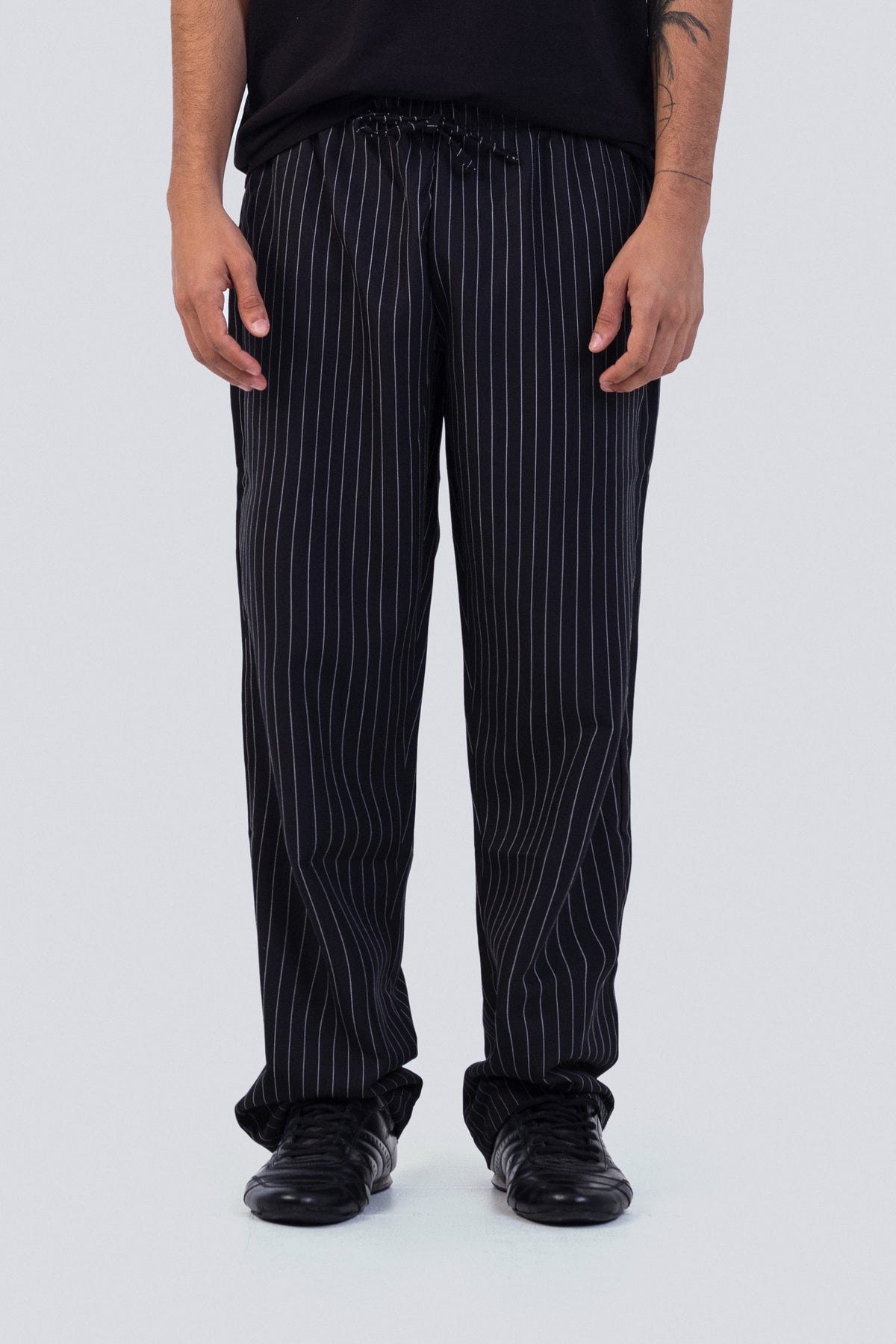 Black Pinstripe Wide Leg Trousers