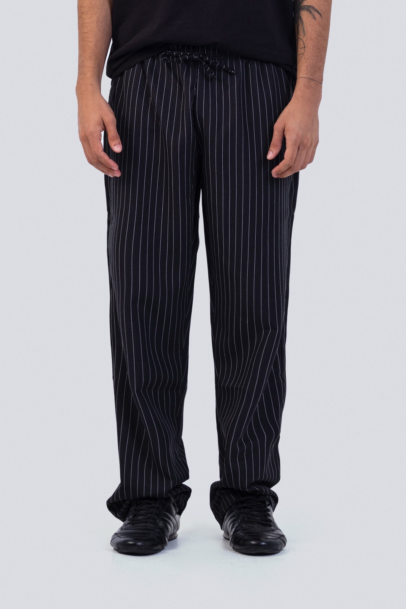 Black Pinstripe Wide Leg Trousers