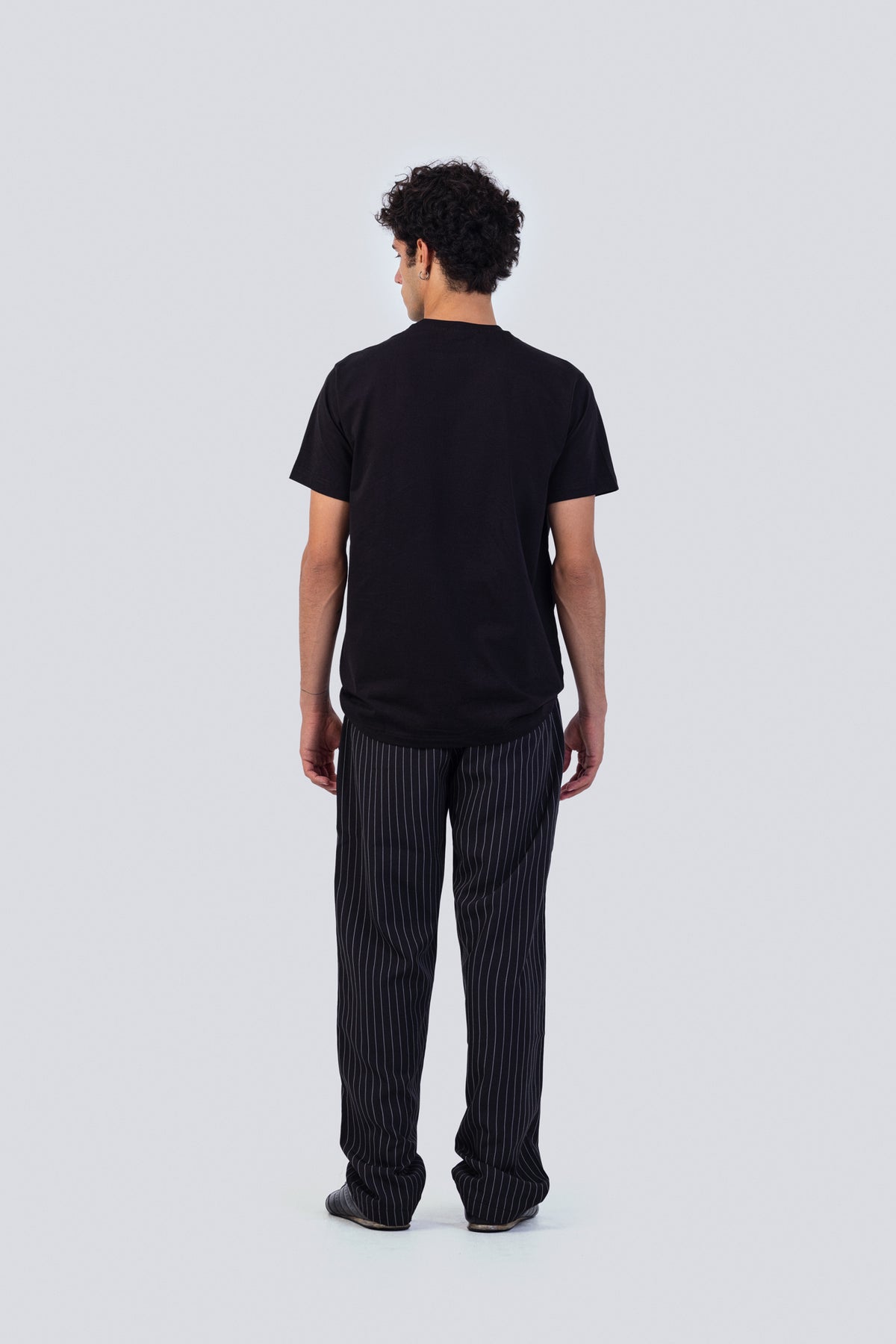 Black Pinstripe Wide Leg Trousers