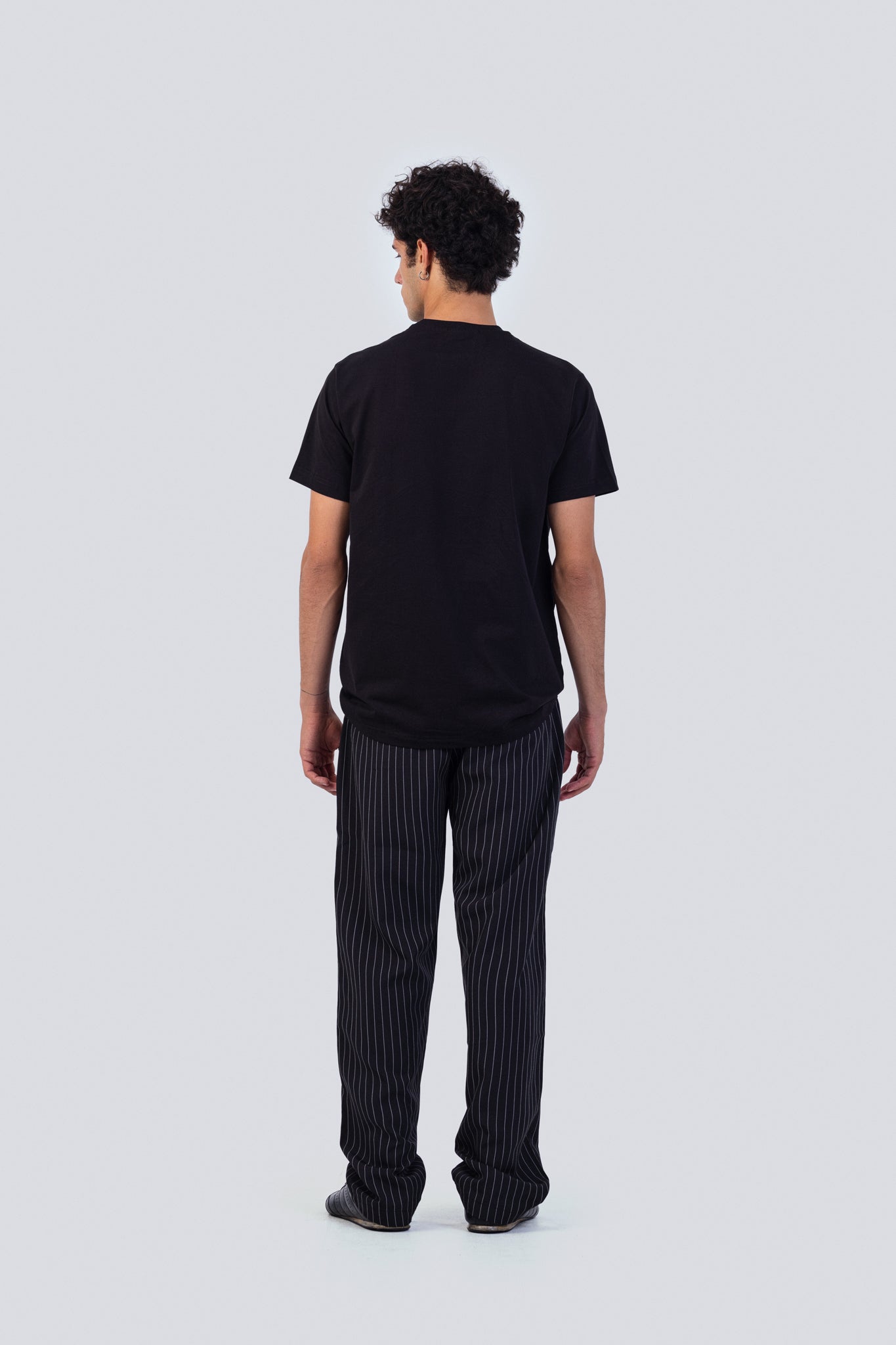 Black Pinstripe Wide Leg Trousers