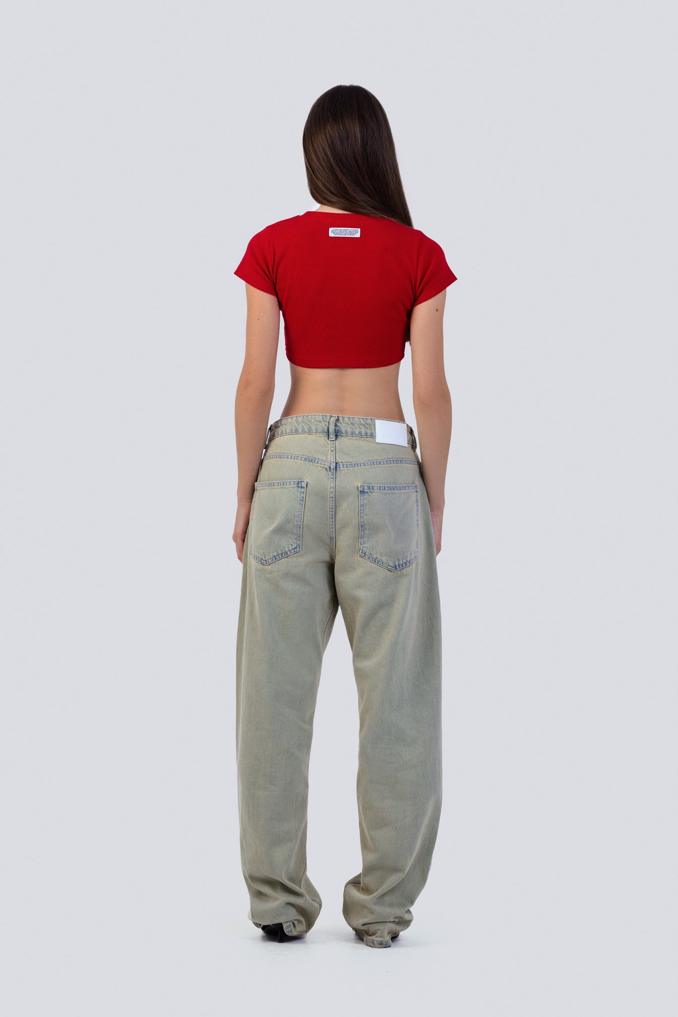 Red Ribbed Cropped T-Shirt