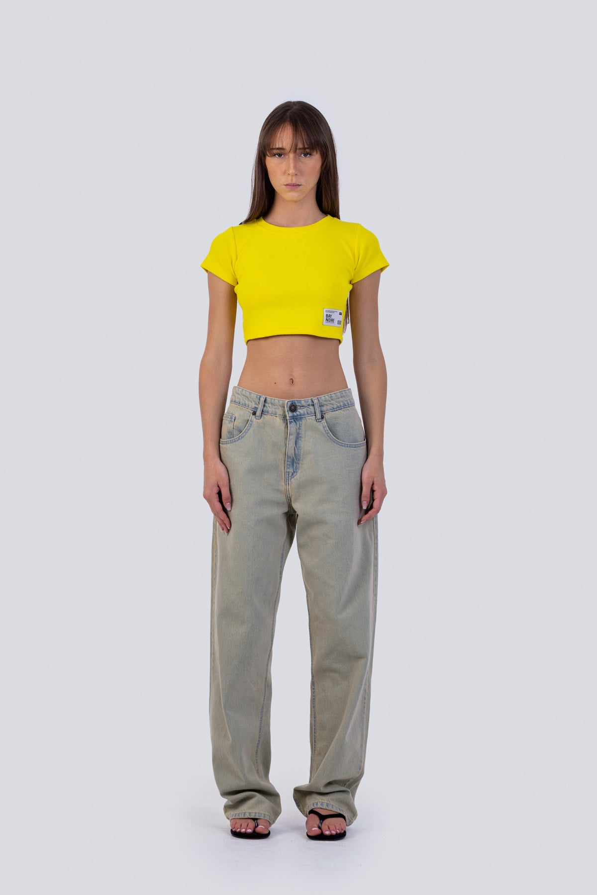 Yellow Ribbed Cropped T-Shirt