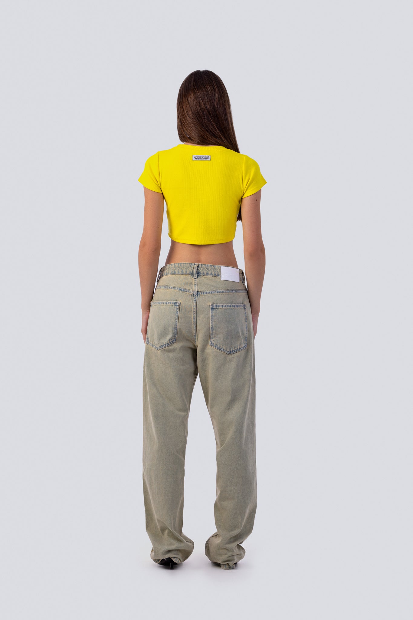 Yellow Ribbed Cropped T-Shirt