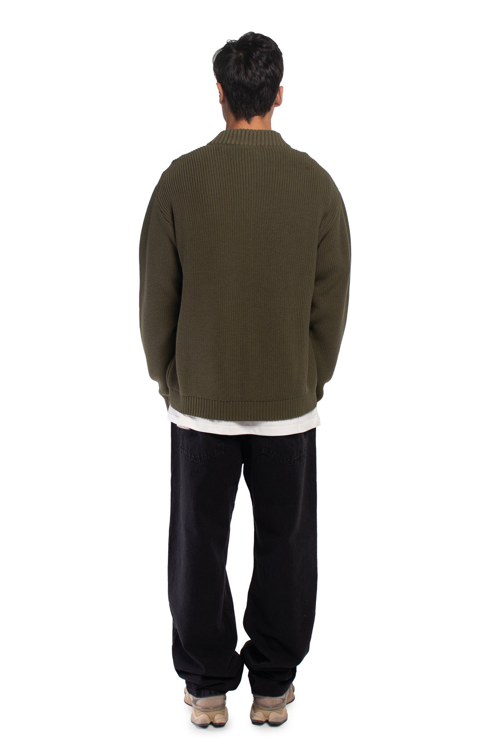 Olive Knitted Zip Jacket