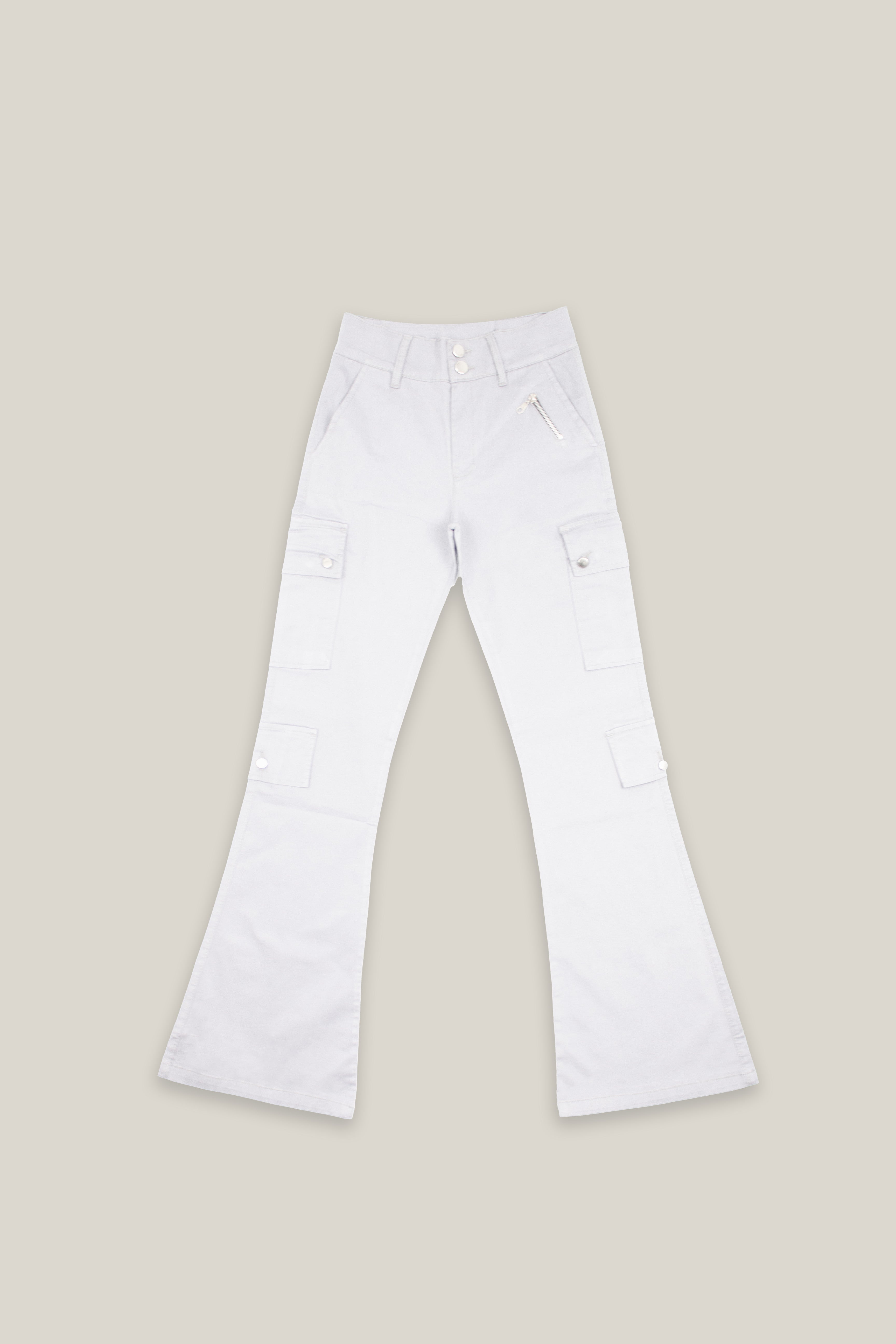 White Wide Leg Cargo Pants