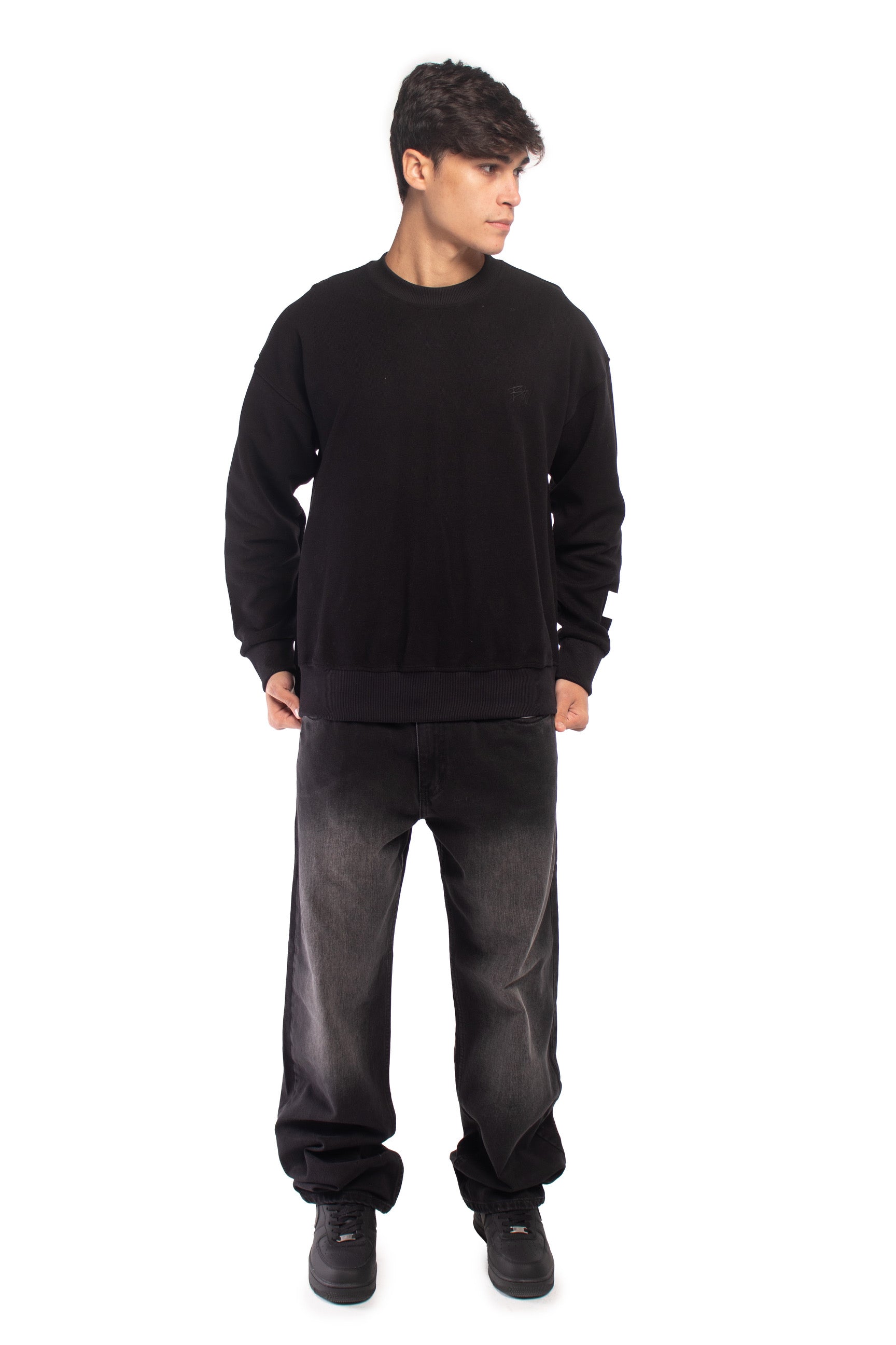 Black Ribbed Sweatshirt