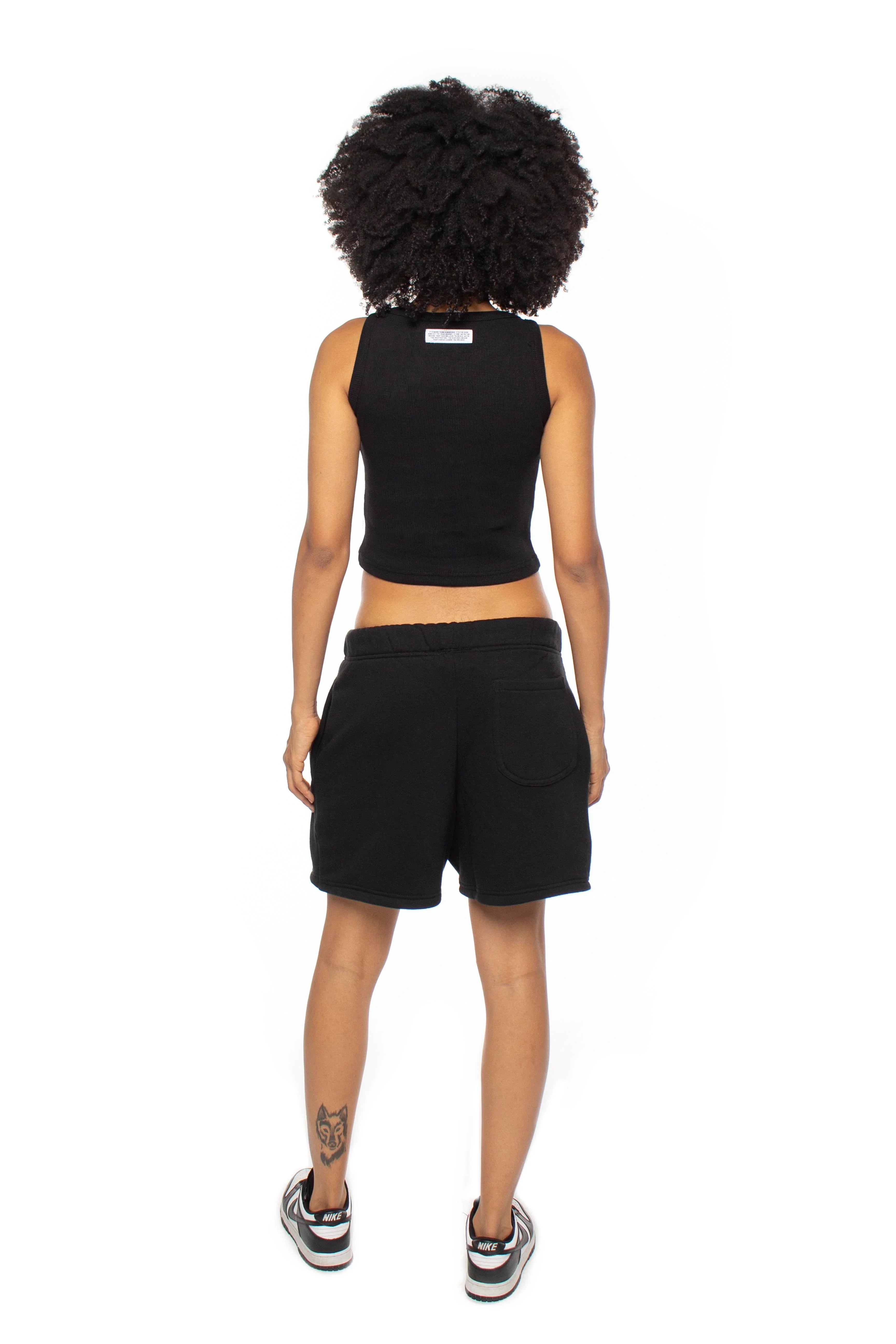 Black Ribbed Cropped Tank Top