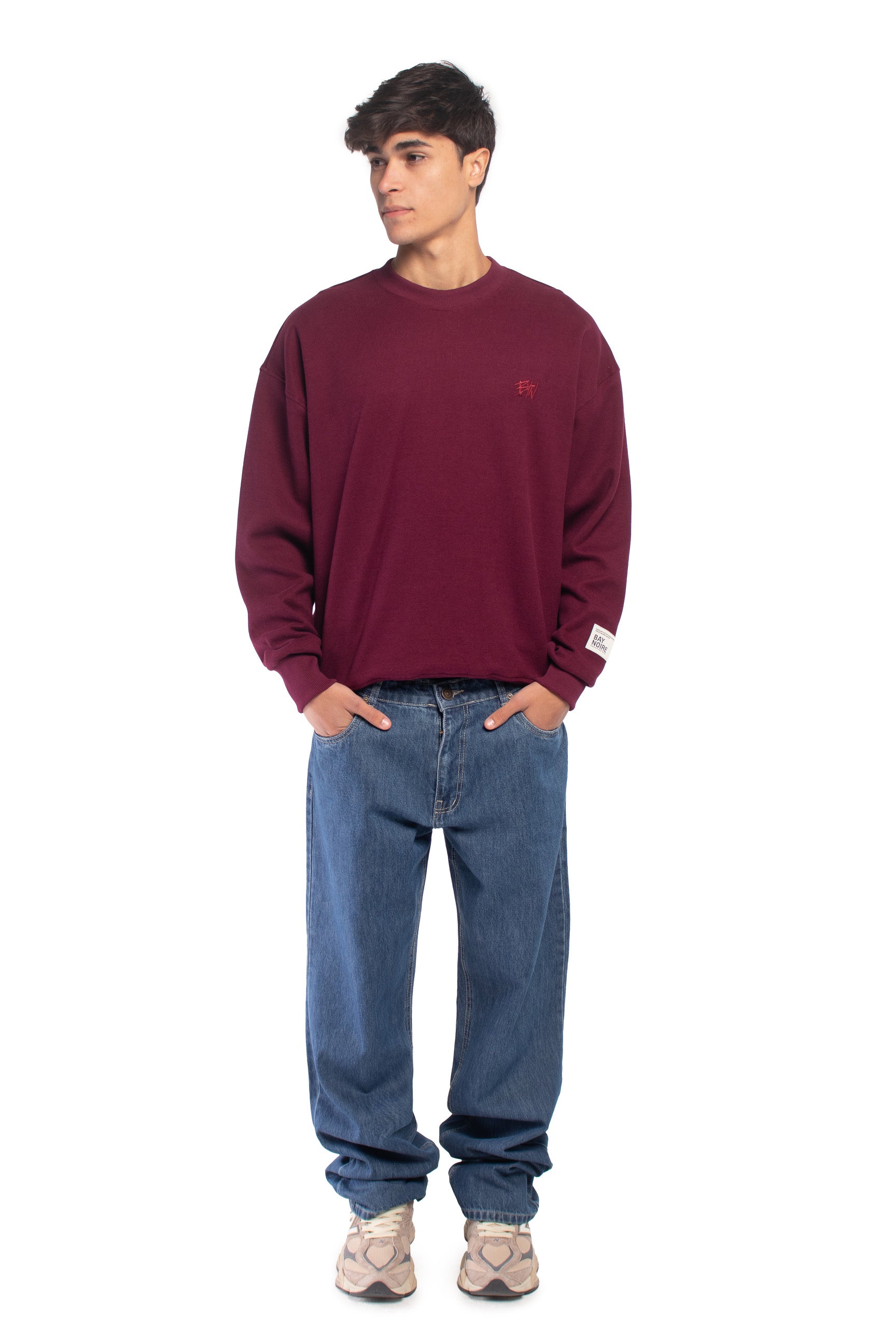 Burgundy Ribbed Sweatshirt
