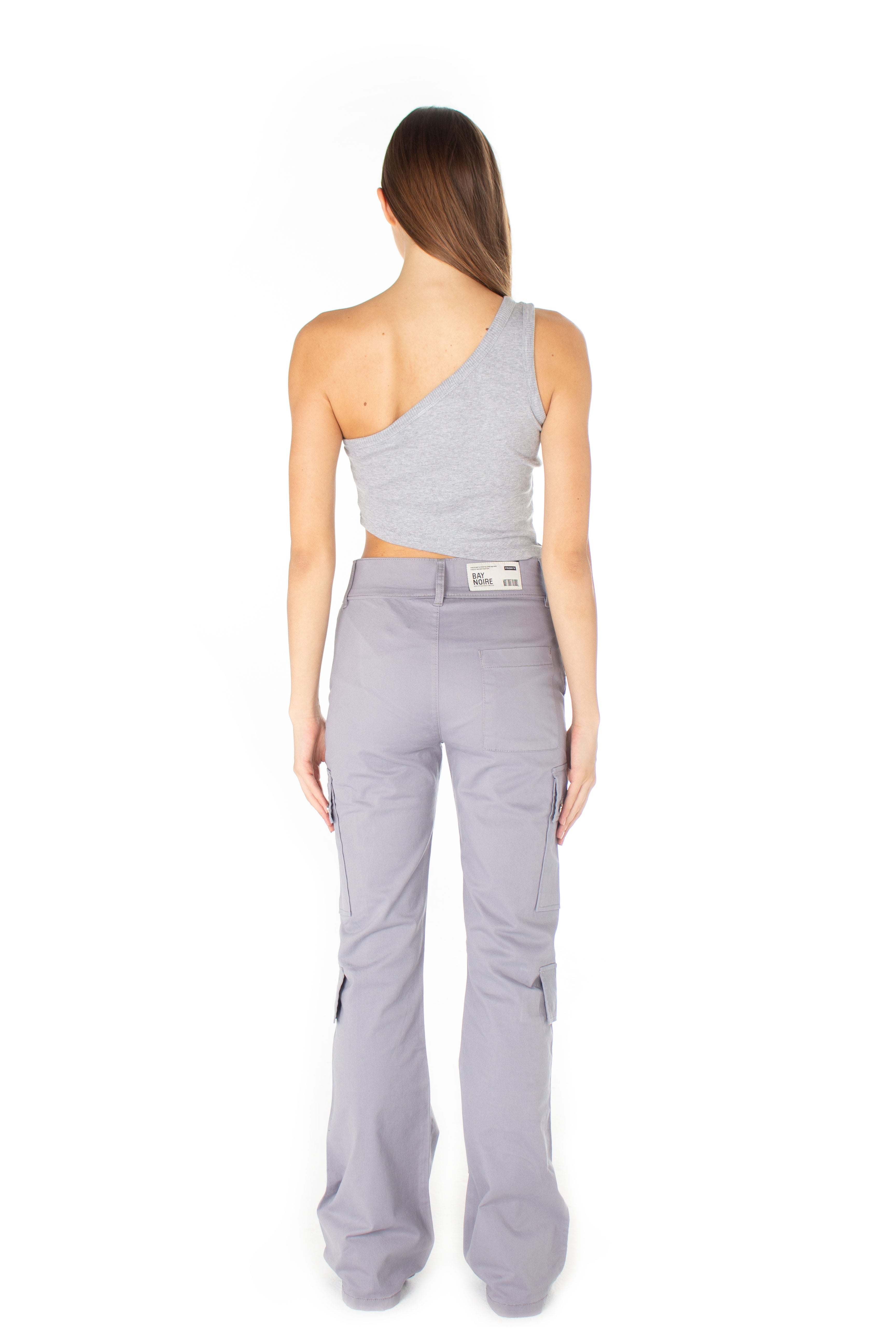 Grey Wide Leg Cargo Pants