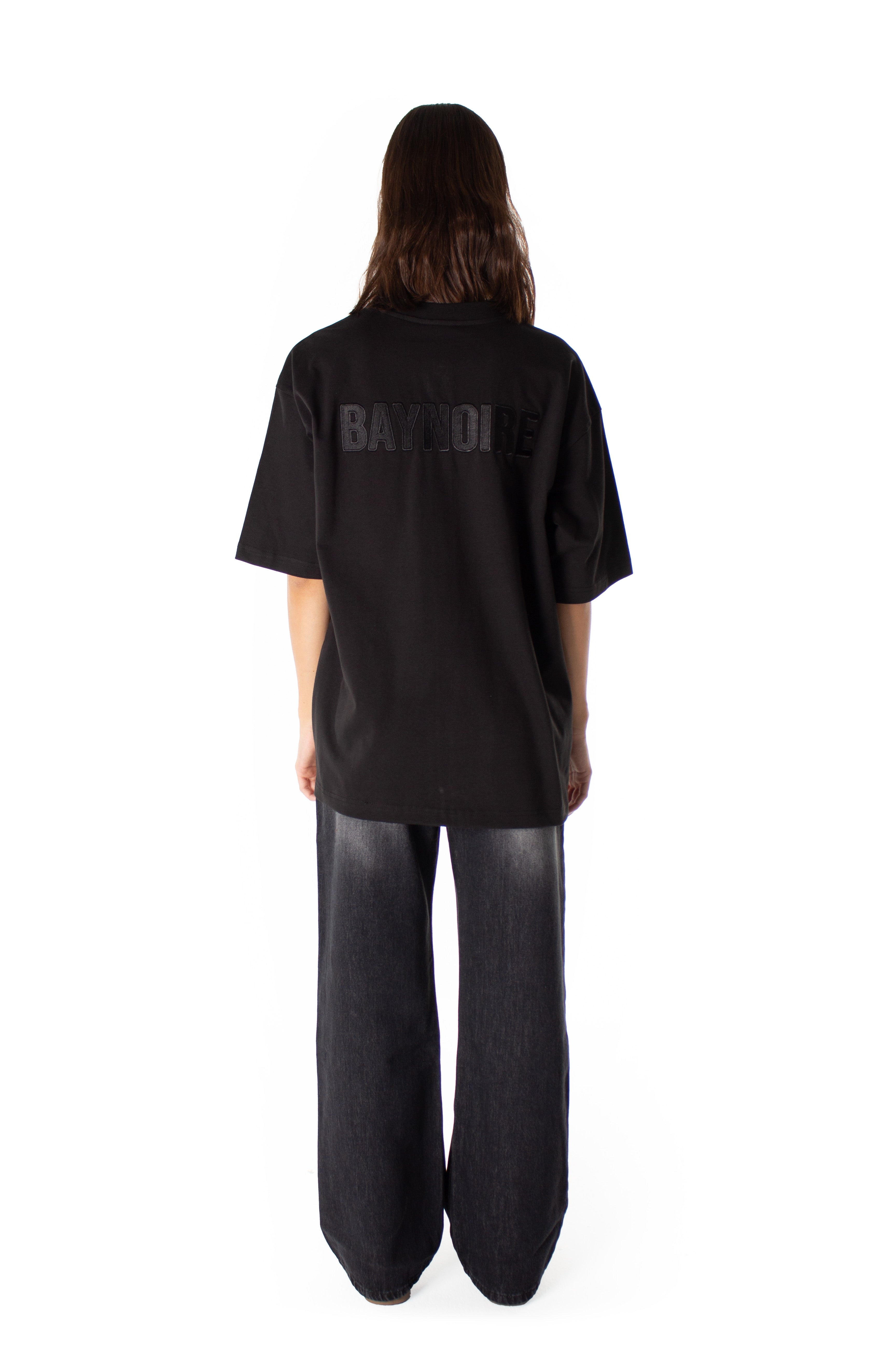 Black Oversized Zip Up T-shirt