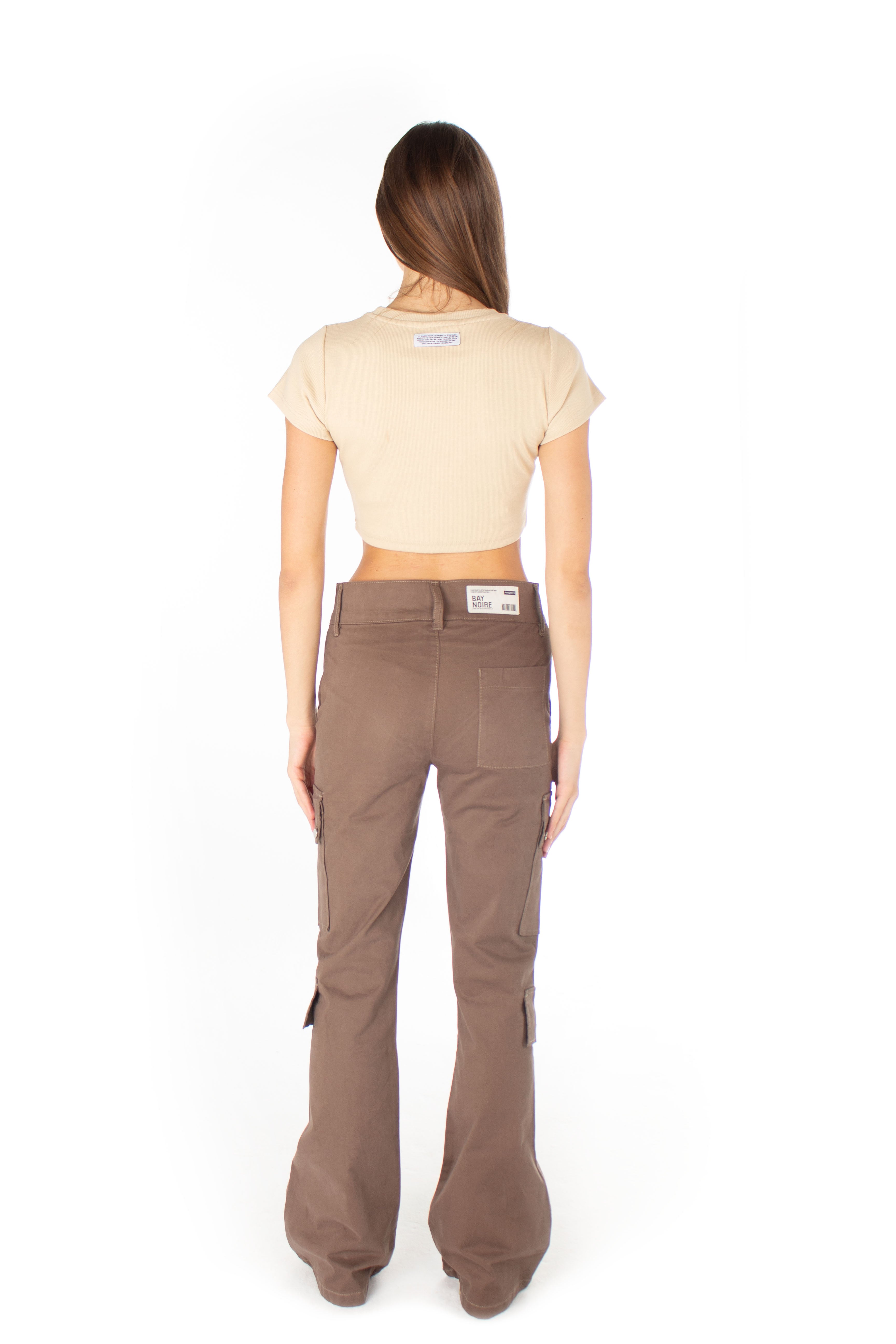 Brown Wide Leg Cargo Pants