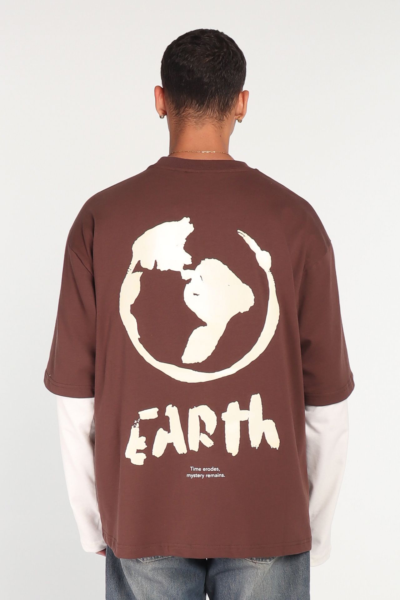 Brown Double Sleeve T-shirt