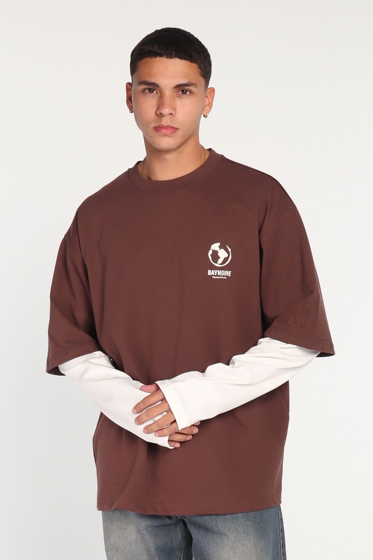 Brown Double Sleeve T-shirt