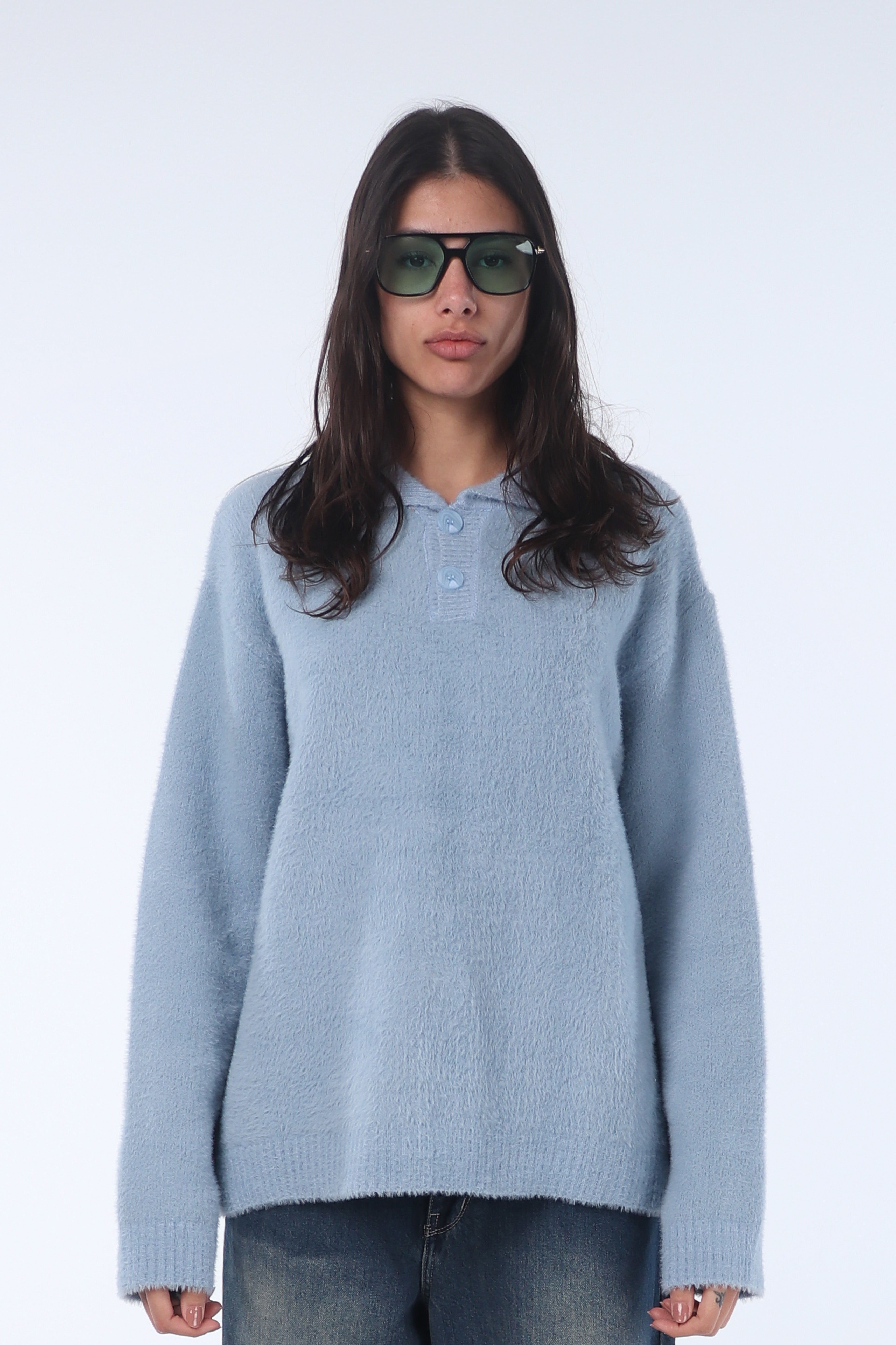 Blue Faux Fur Sweater