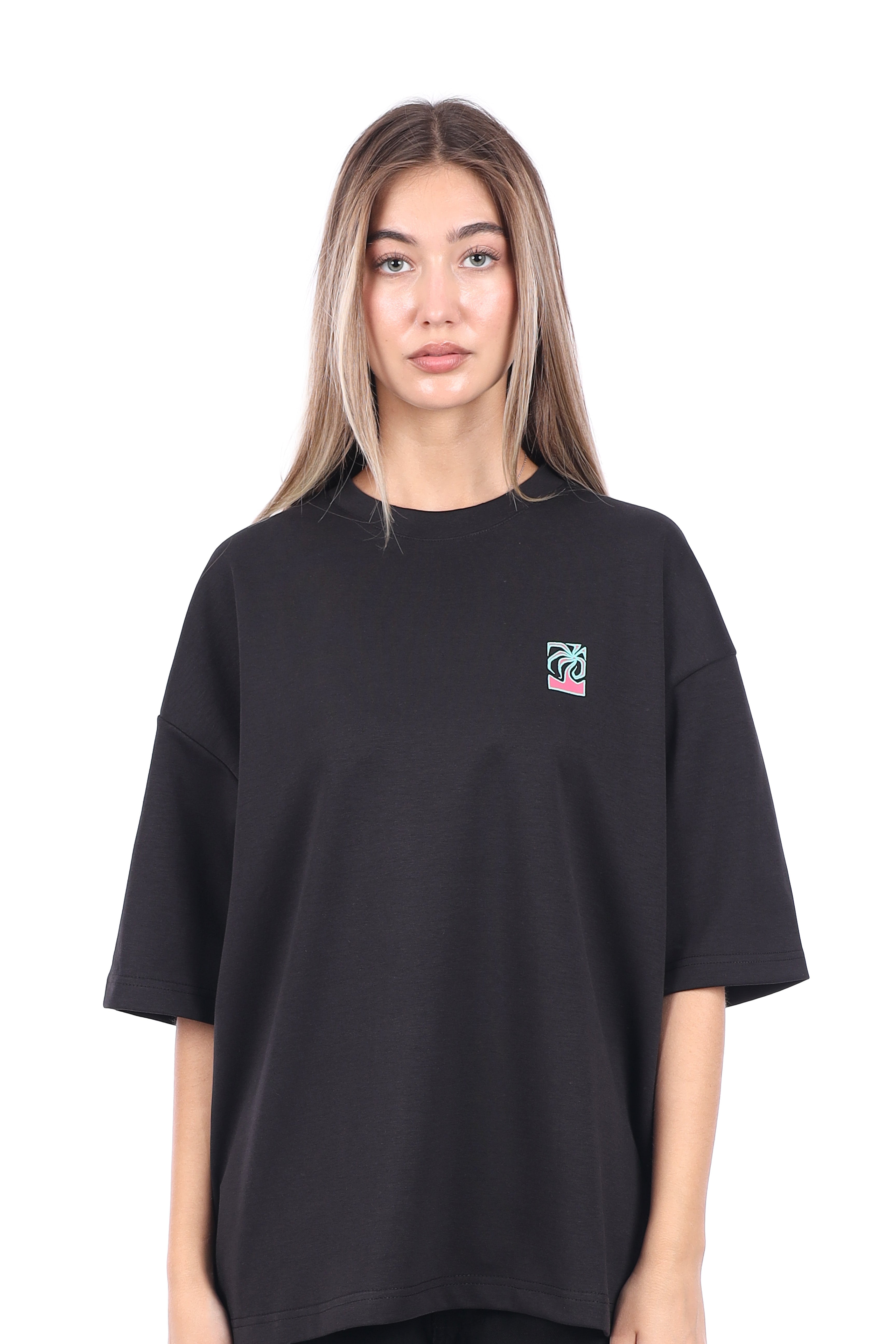 Black Romper-Pk Oversized T-shirt