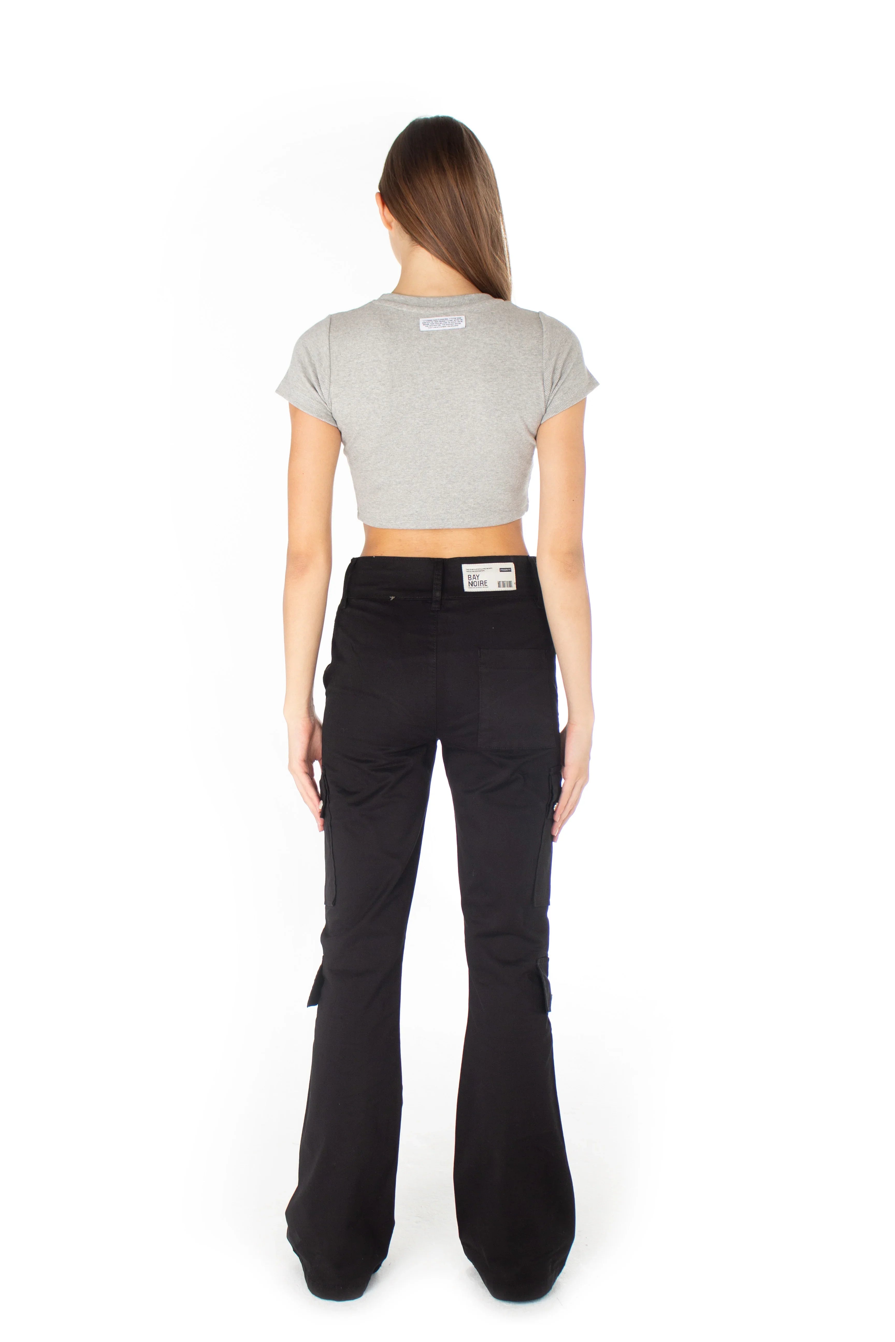 Grey Ribbed Cropped T-Shirt