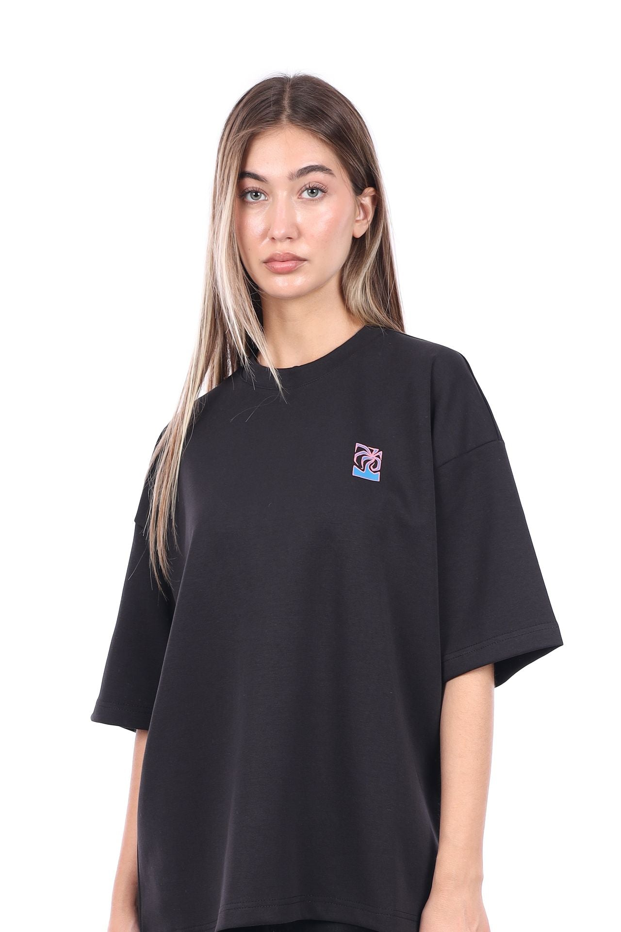 Black Romper-Pr Oversized T-shirt
