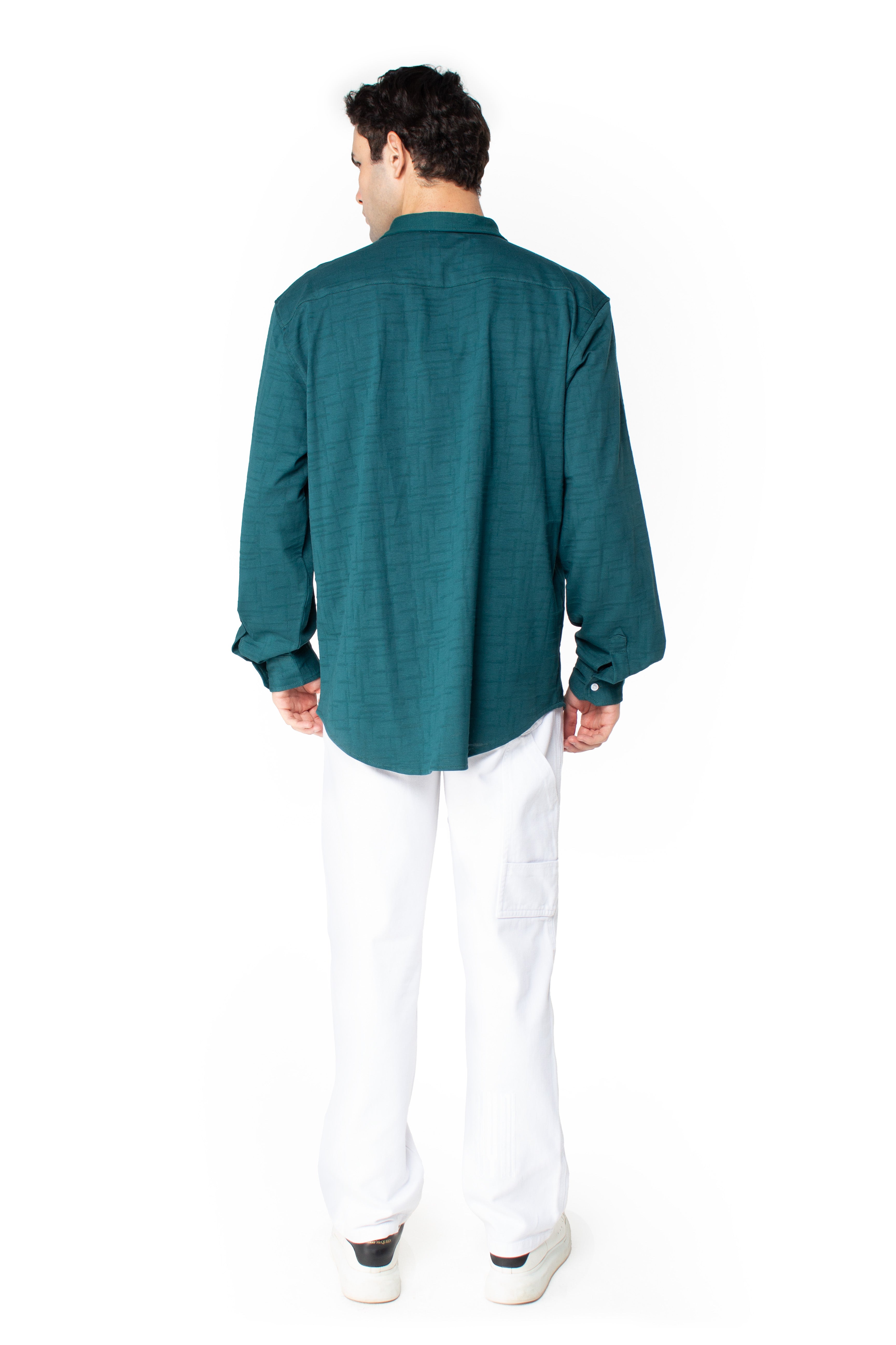 Teal Jacquard Long-Sleeve Shirt
