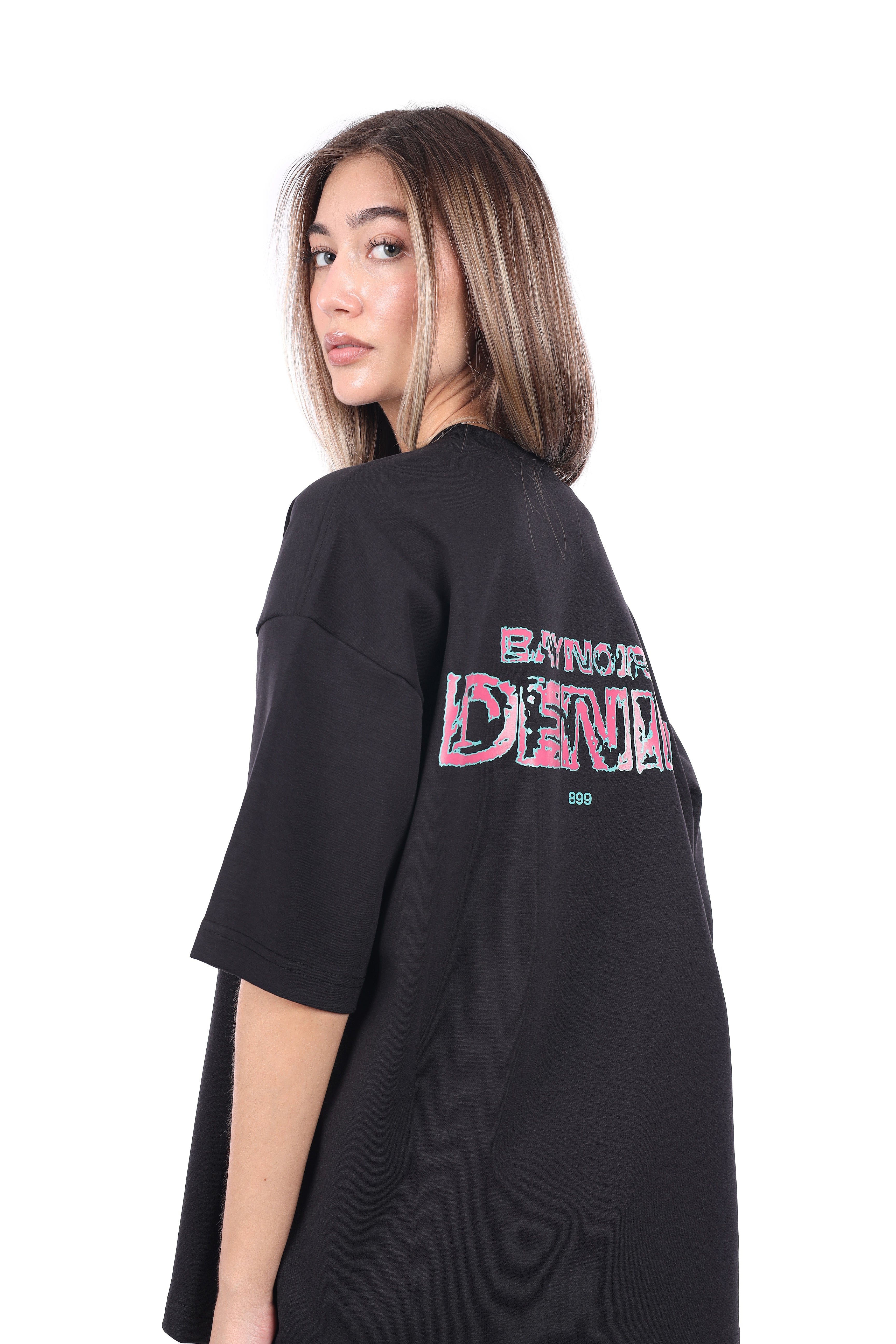 Black Romper-Pk Oversized T-shirt