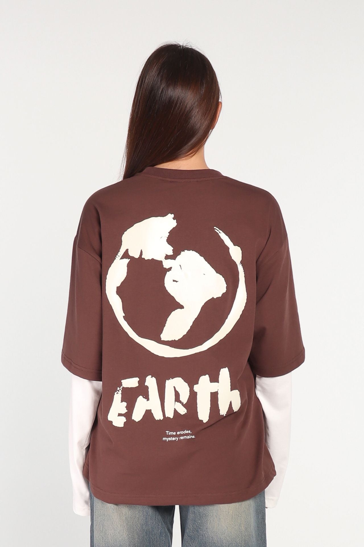 Brown Double Sleeve T-shirt