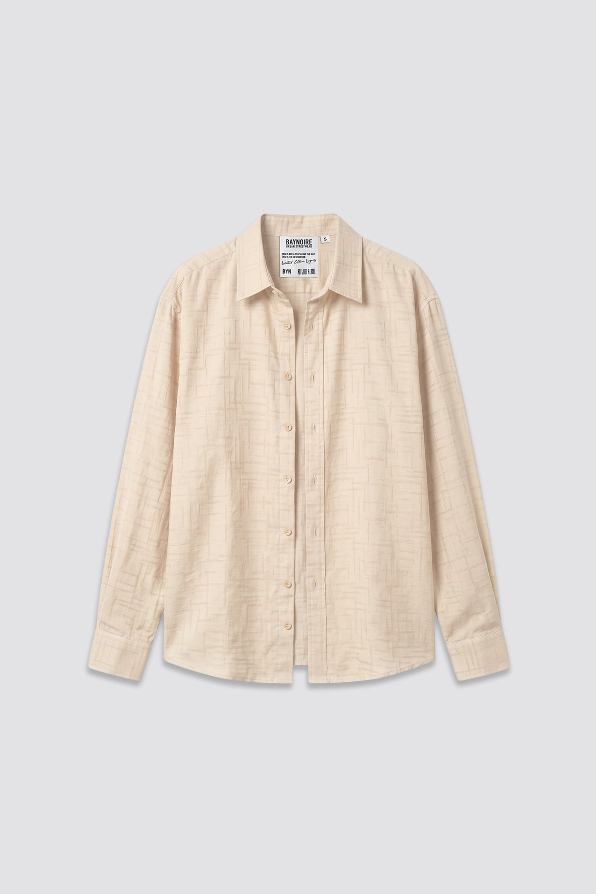 Beige Jacquard Long-Sleeve Shirt