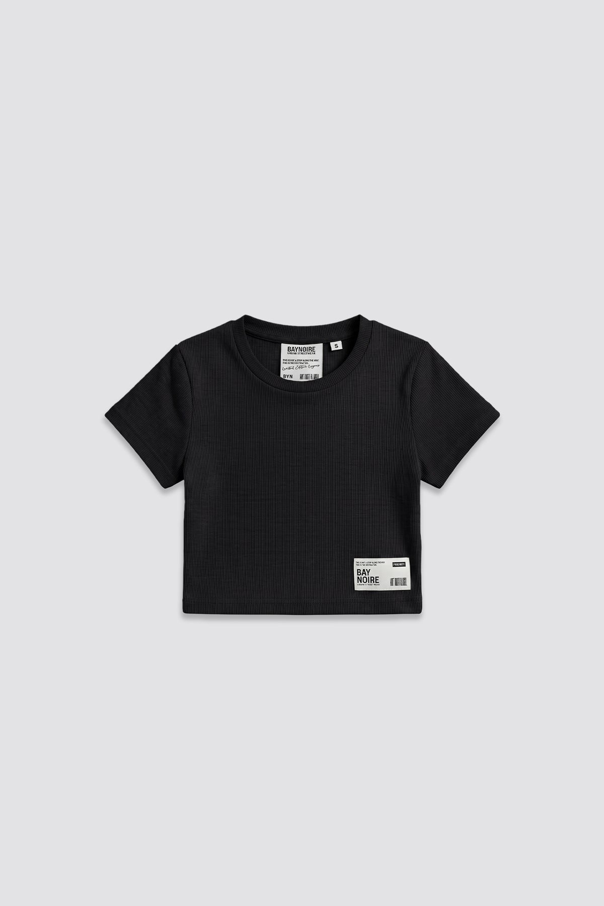 Black Ribbed Cropped T-Shirt