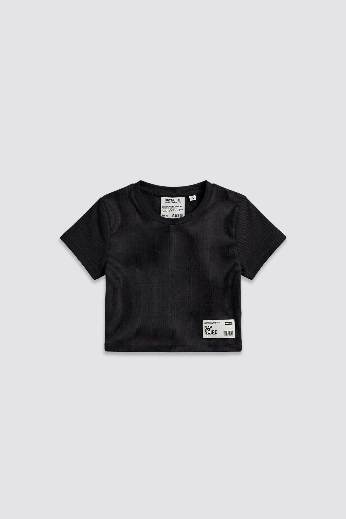 Black Ribbed Cropped T-Shirt