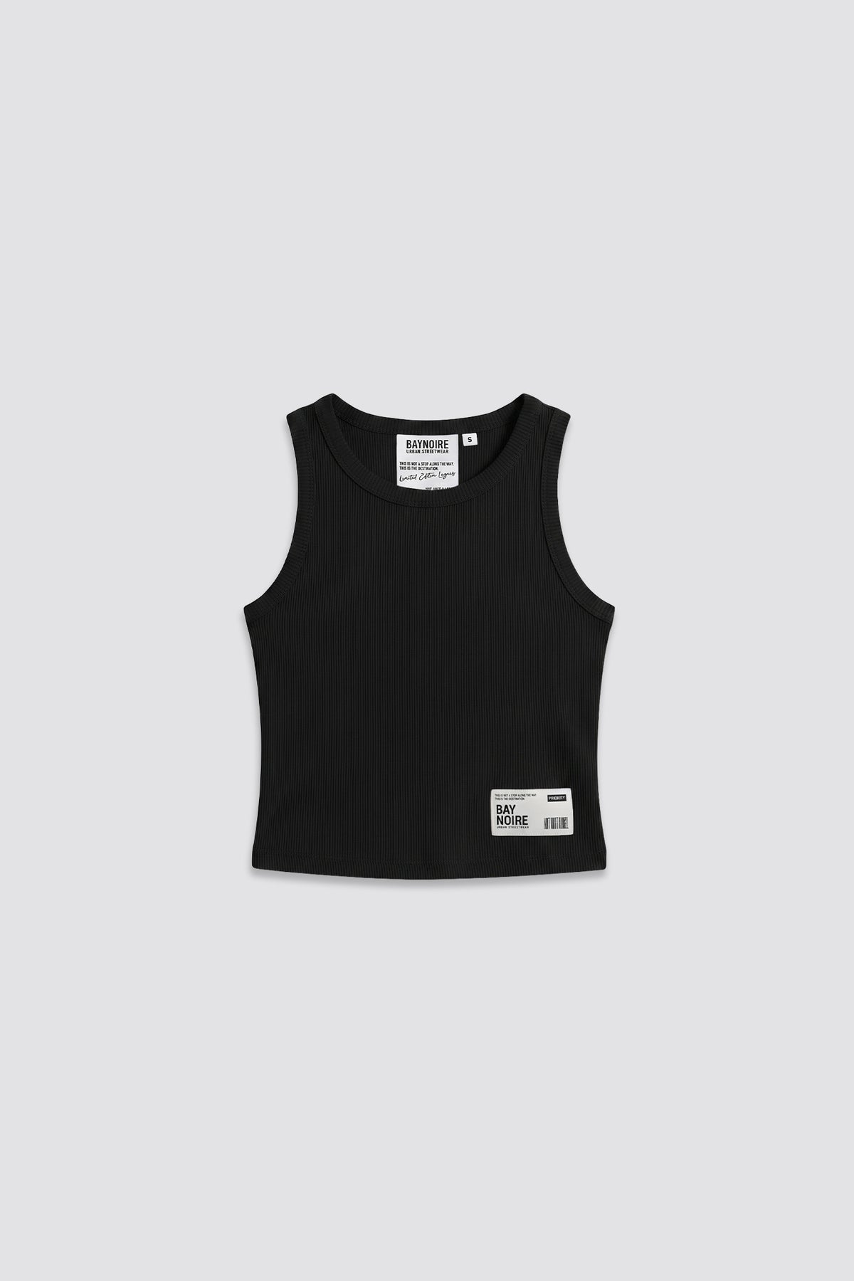 Black Ribbed Cropped Tank Top