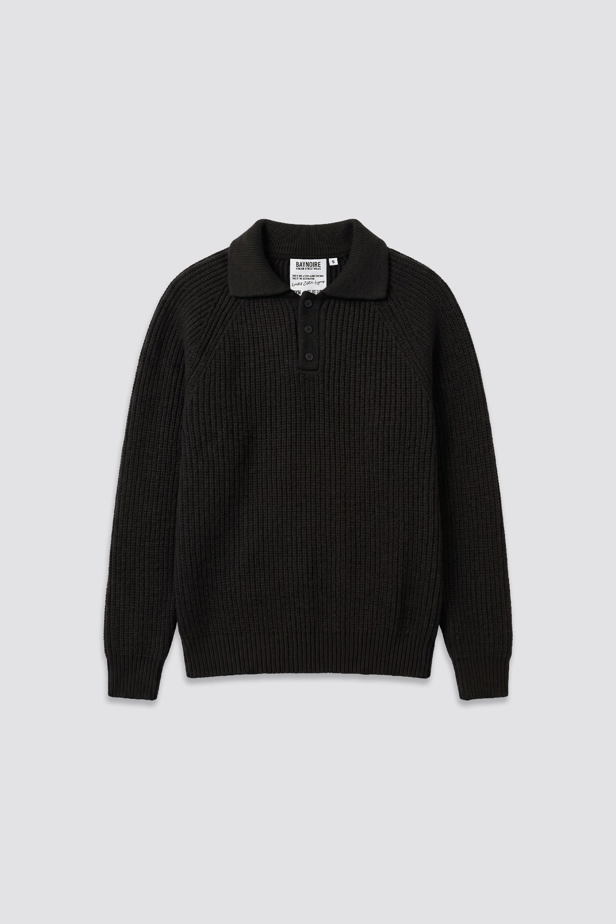 Black Ribbed Polo Knitted