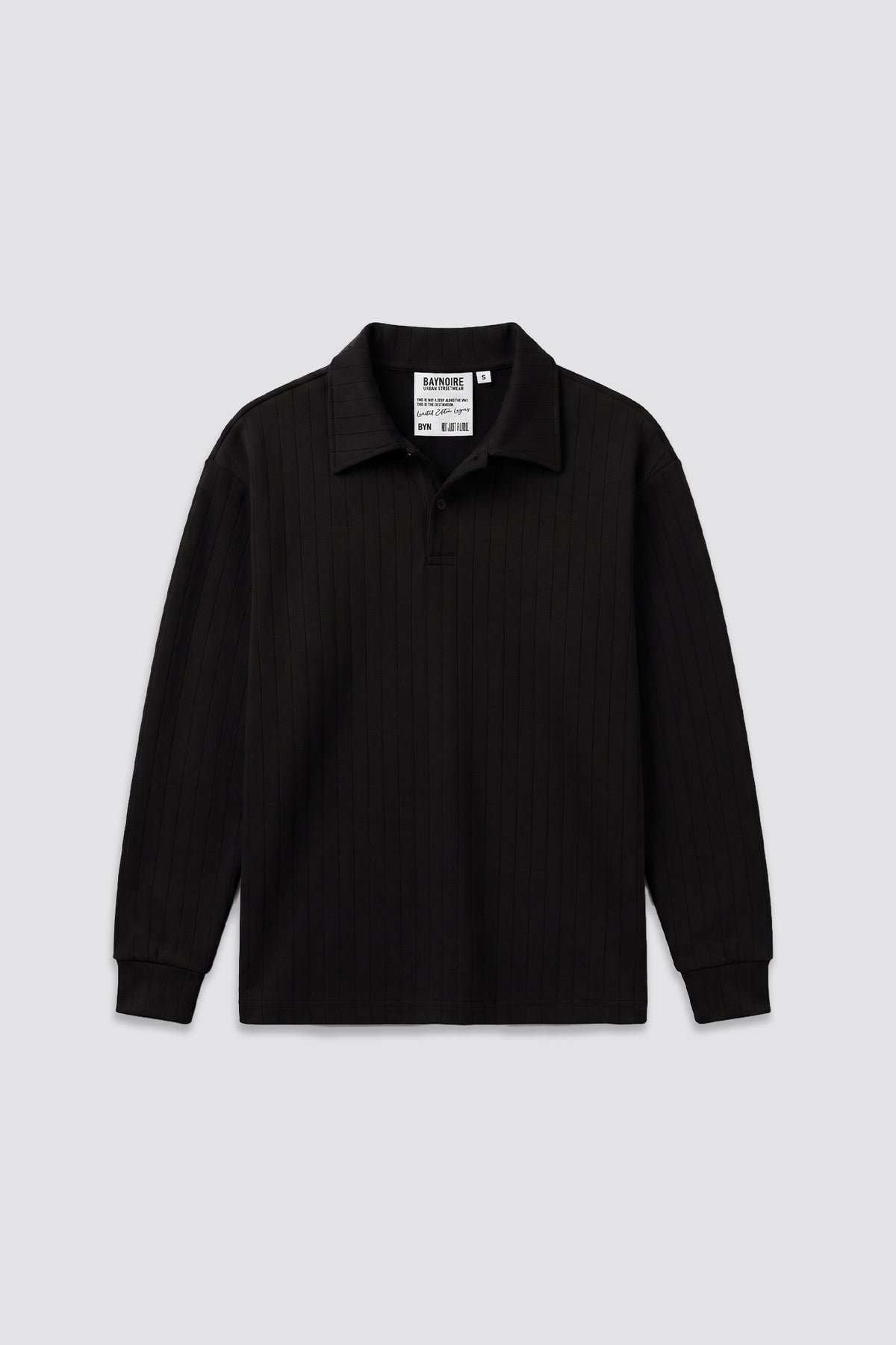 Black Ribbed Polo Sweater
