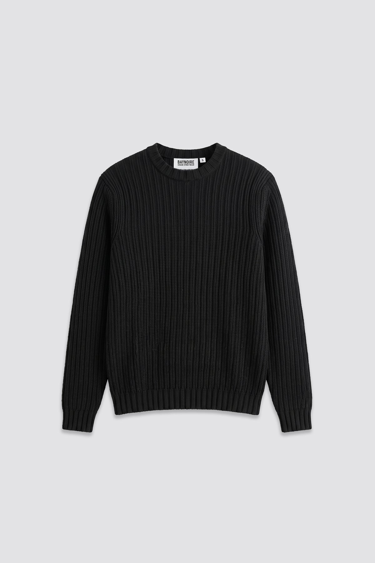 Black Ribbed knit Crew Neck