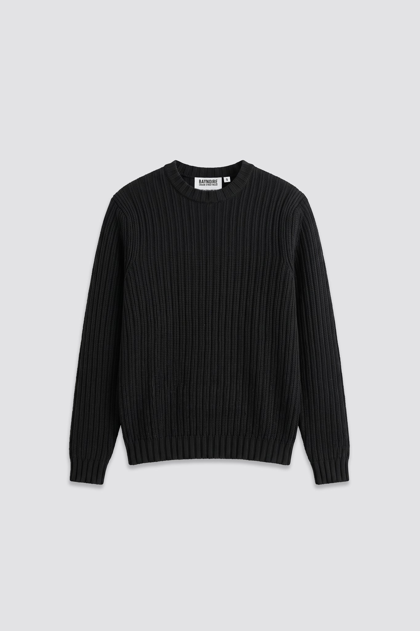 Black Ribbed knit Crew Neck