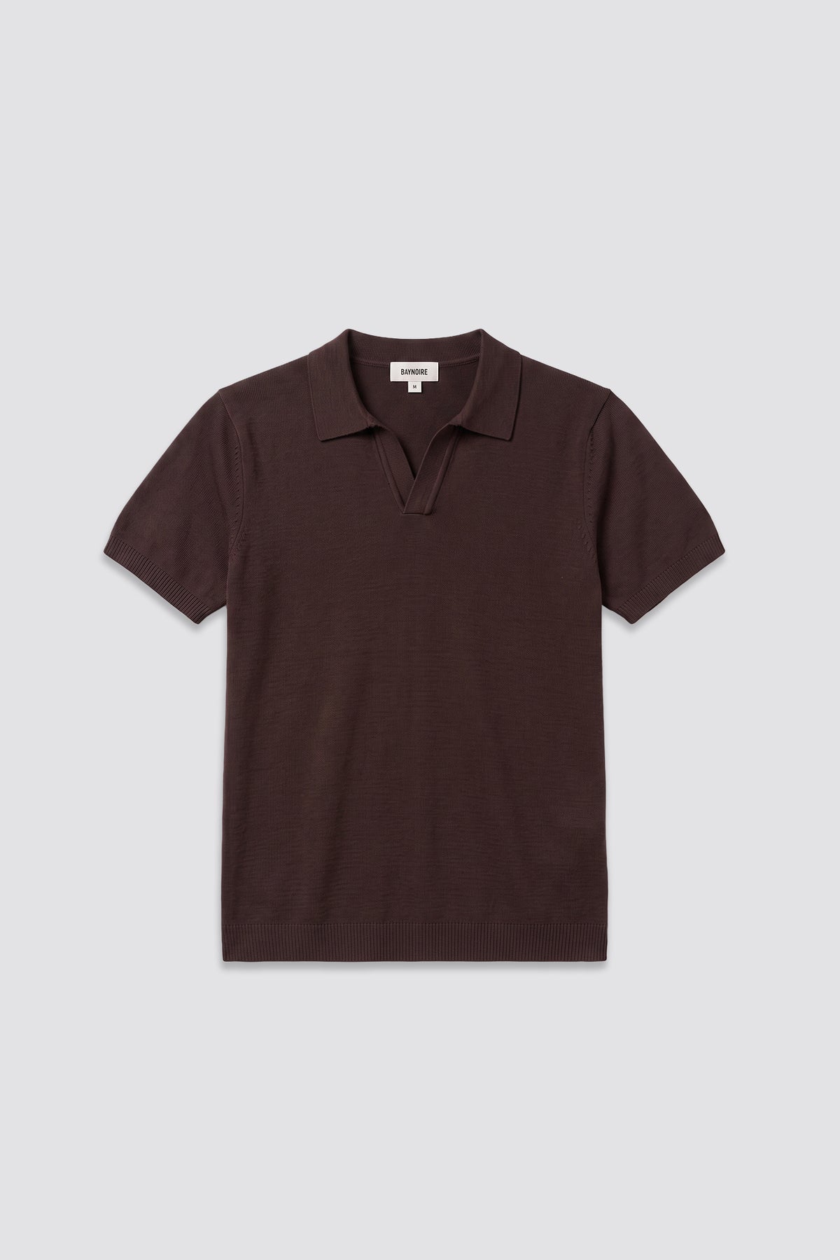 03C Relaxed Brown Knit V-Neck Polo Shirt