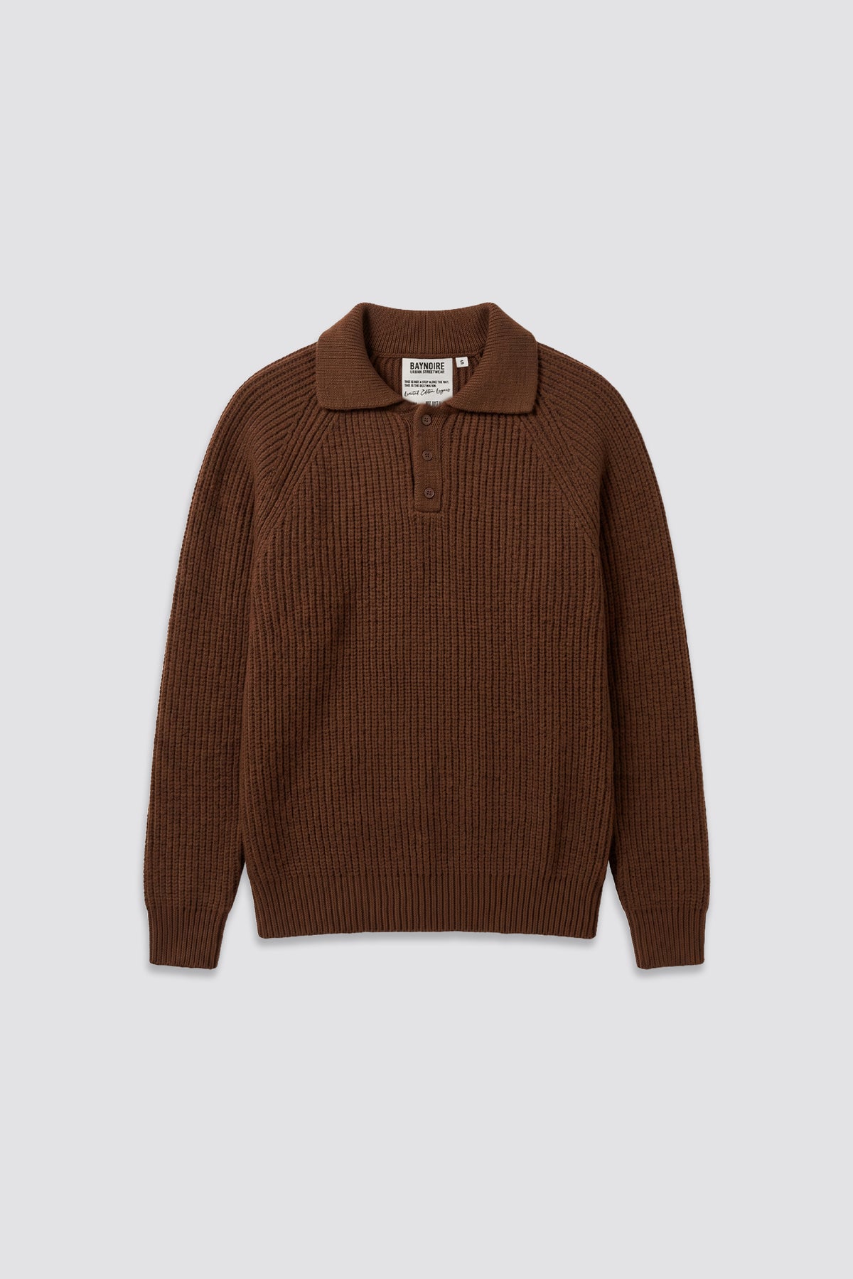 Brown Ribbed Polo Knitted