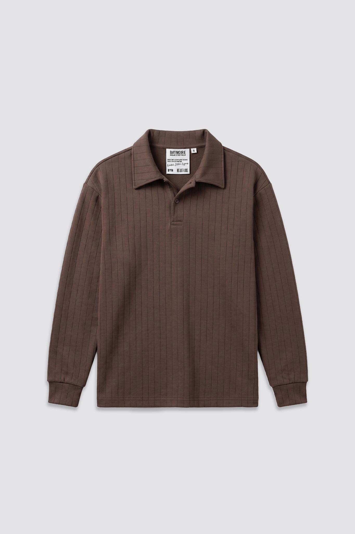 Brown Ribbed Polo Sweater