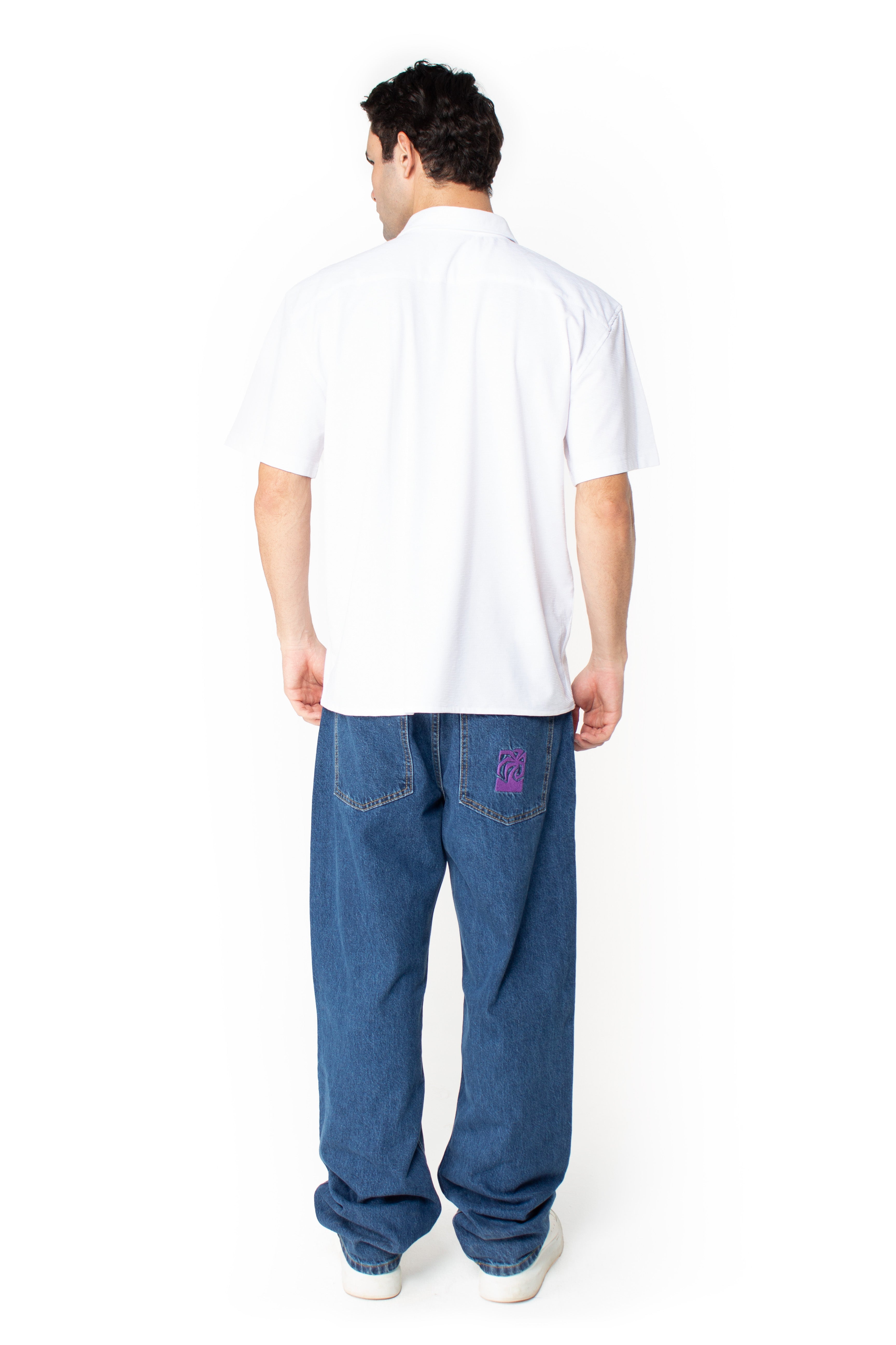 White Jacquard Short-Sleeve Shirt