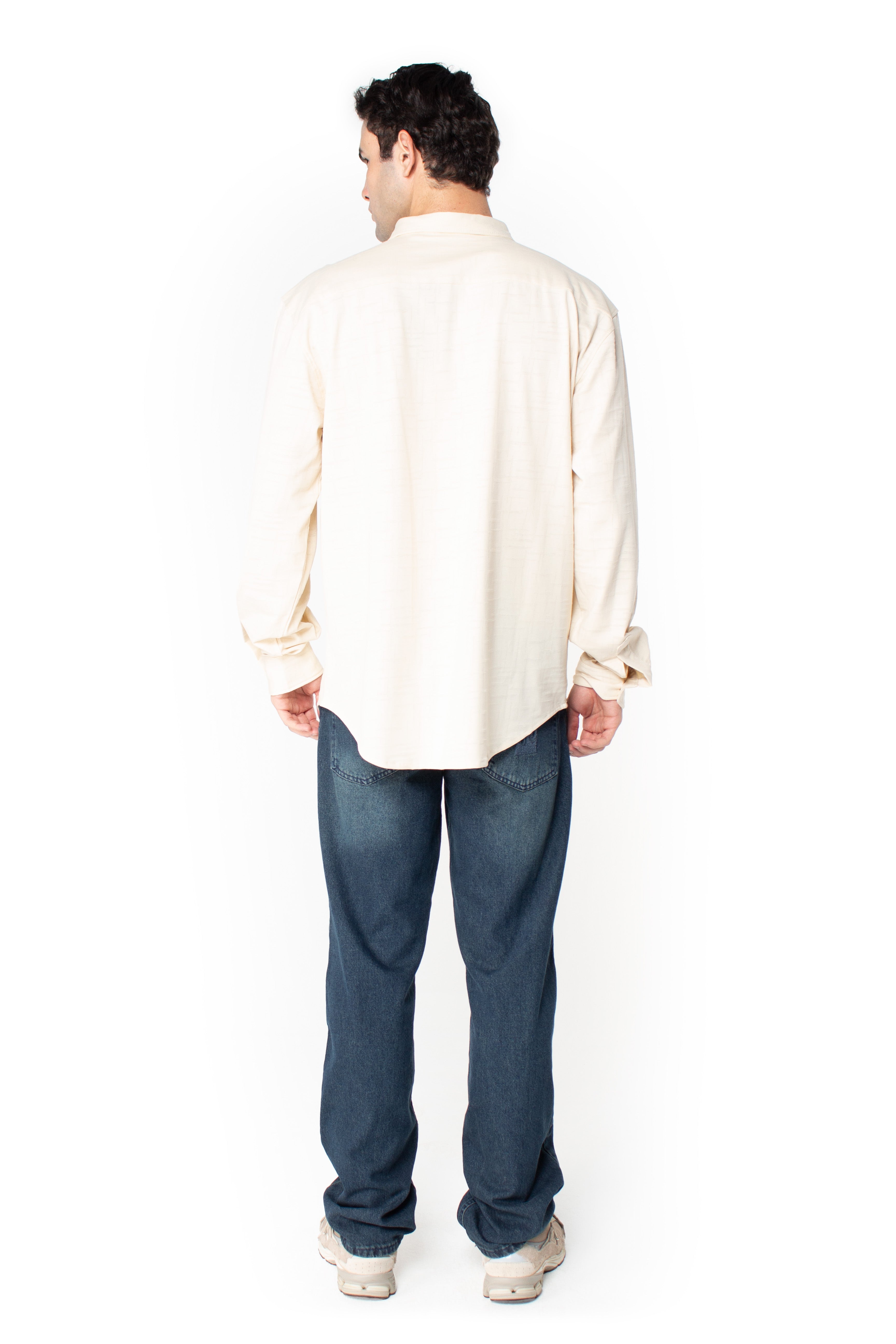 Beige Jacquard Long-Sleeve Shirt