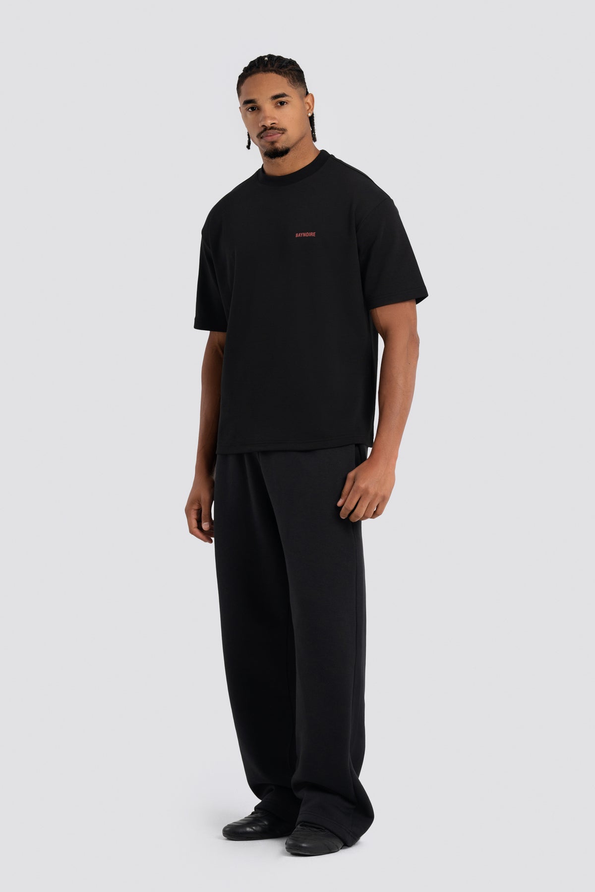 01E Wide Leg Black Heavyweight Sweatpants